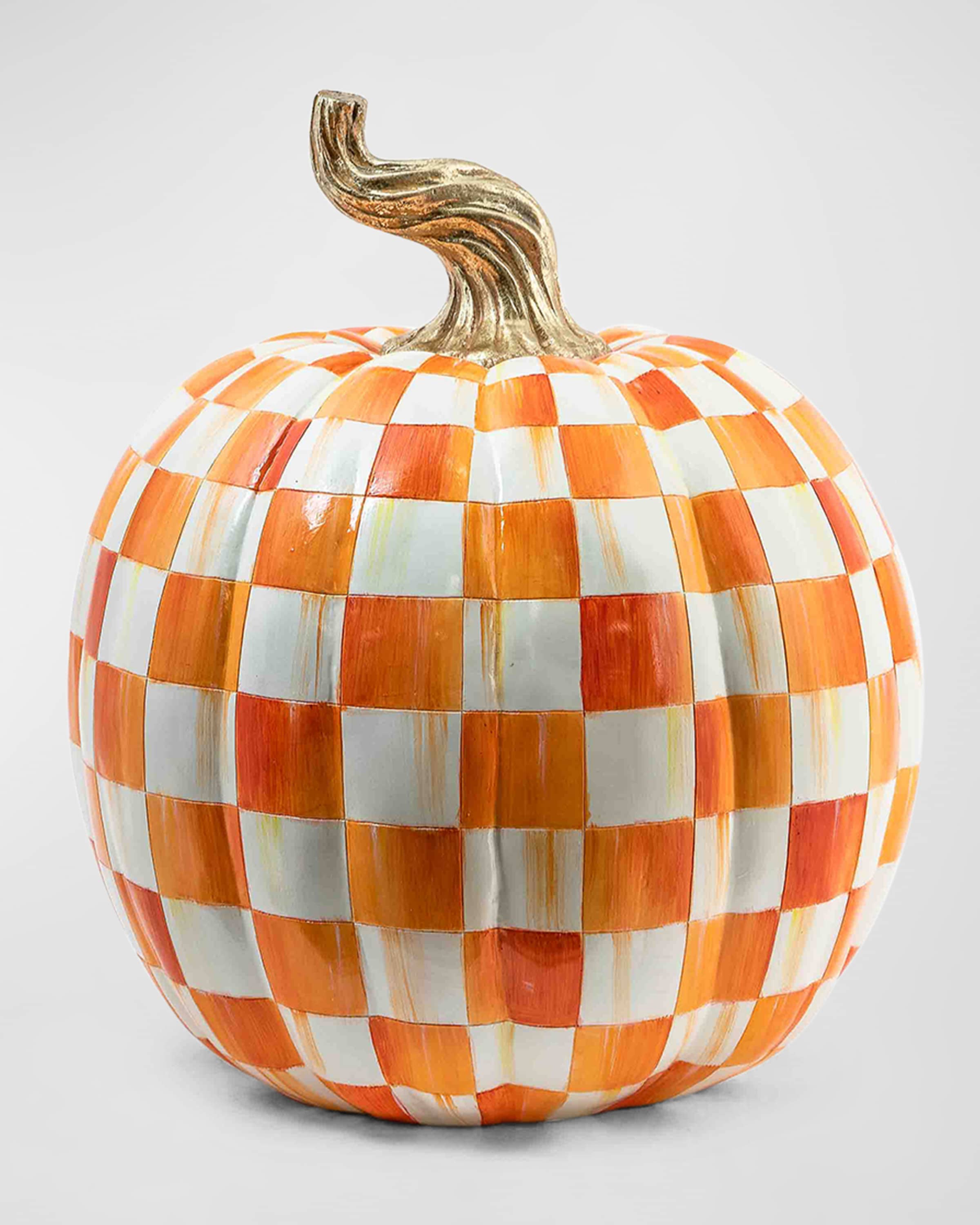 MacKenzie-Childs Orange Check Pumpkin, Large 