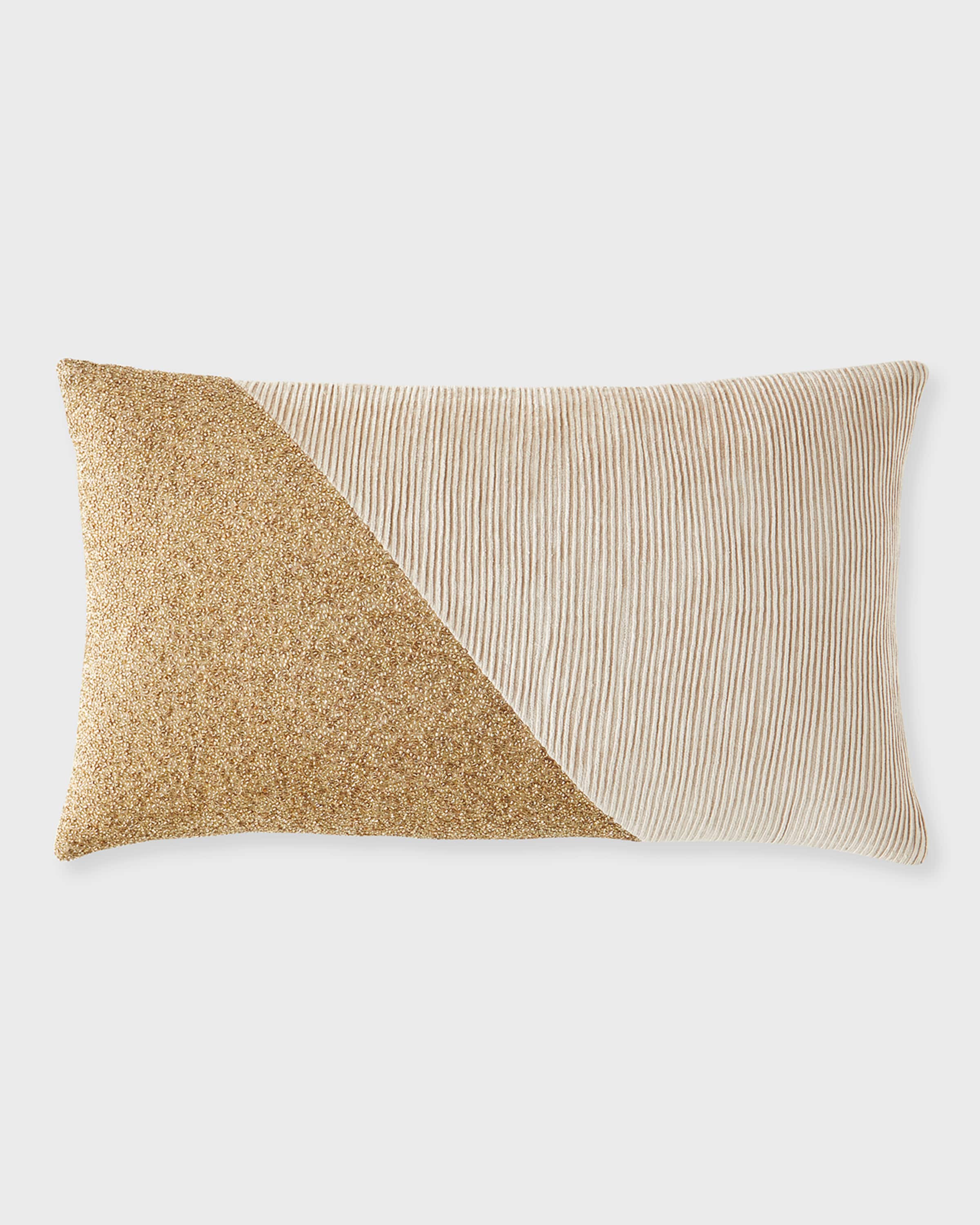 Callisto Home Larrisa Pleated and Beaded Velvet Decorative Pillow, 14" x 24"