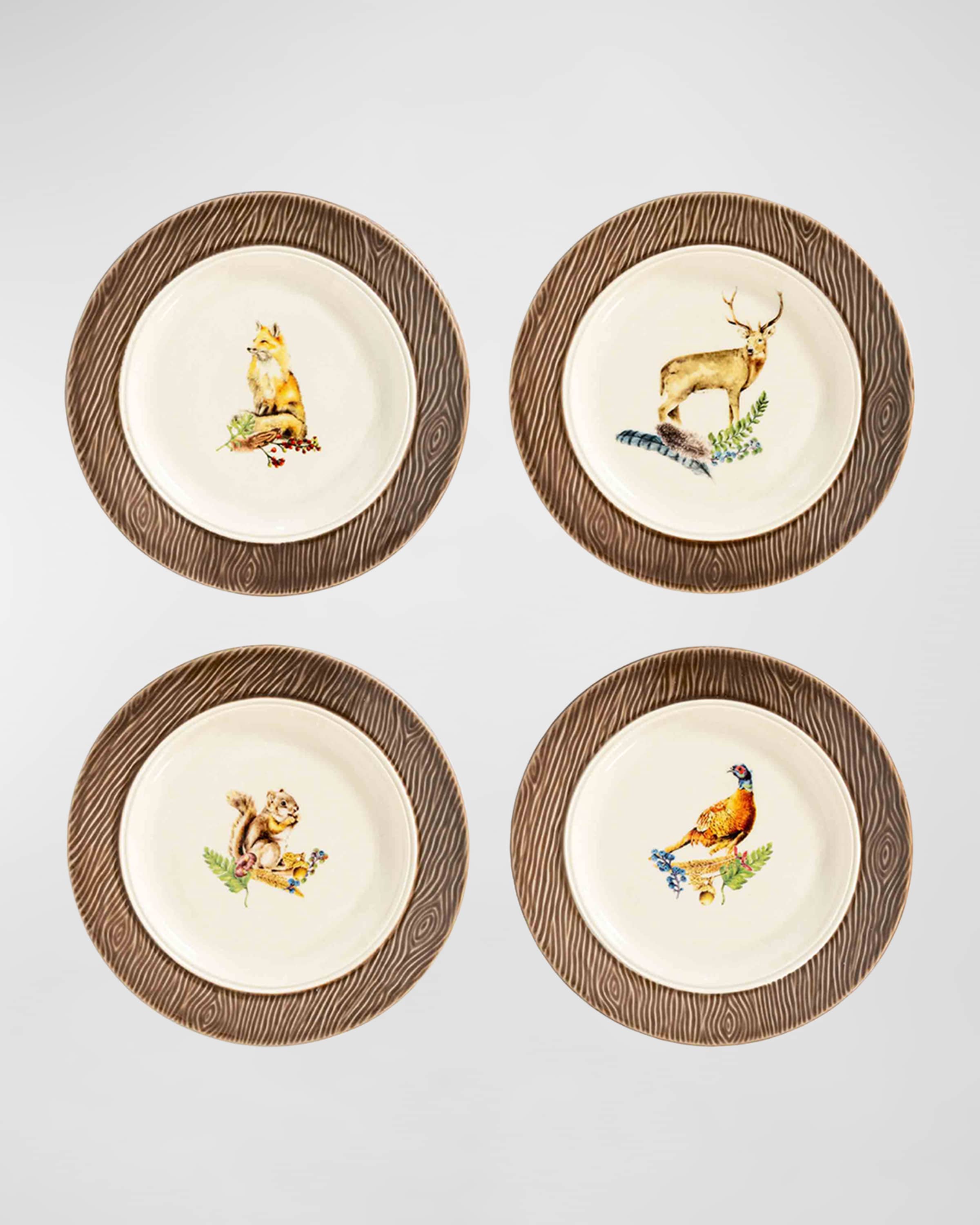 Juliska Forest Walk Assorted Animal Cocktail Plates, Set of 4 