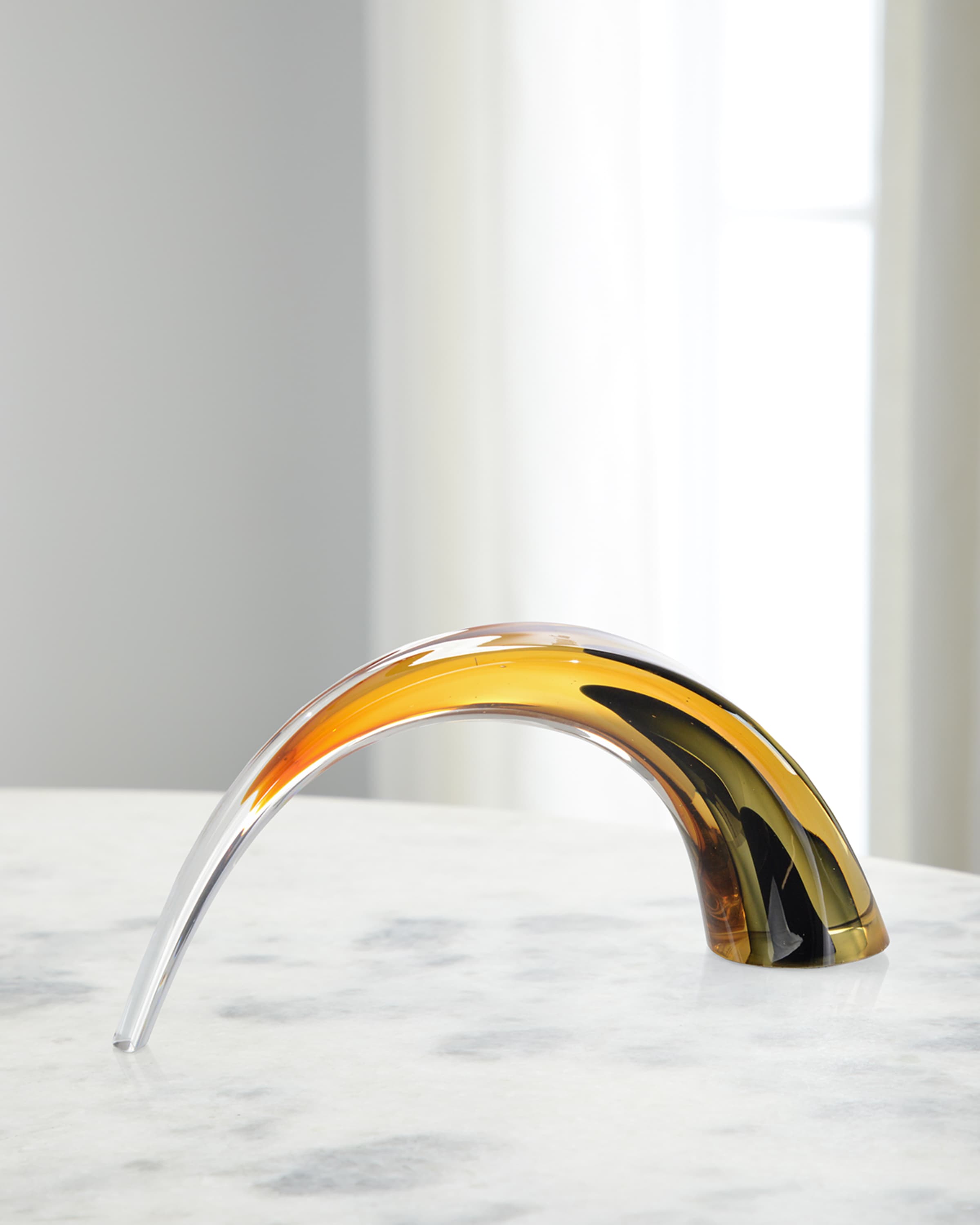 John-Richard Collection Hand-Blown Black and Amber Arch Sculpture I 
