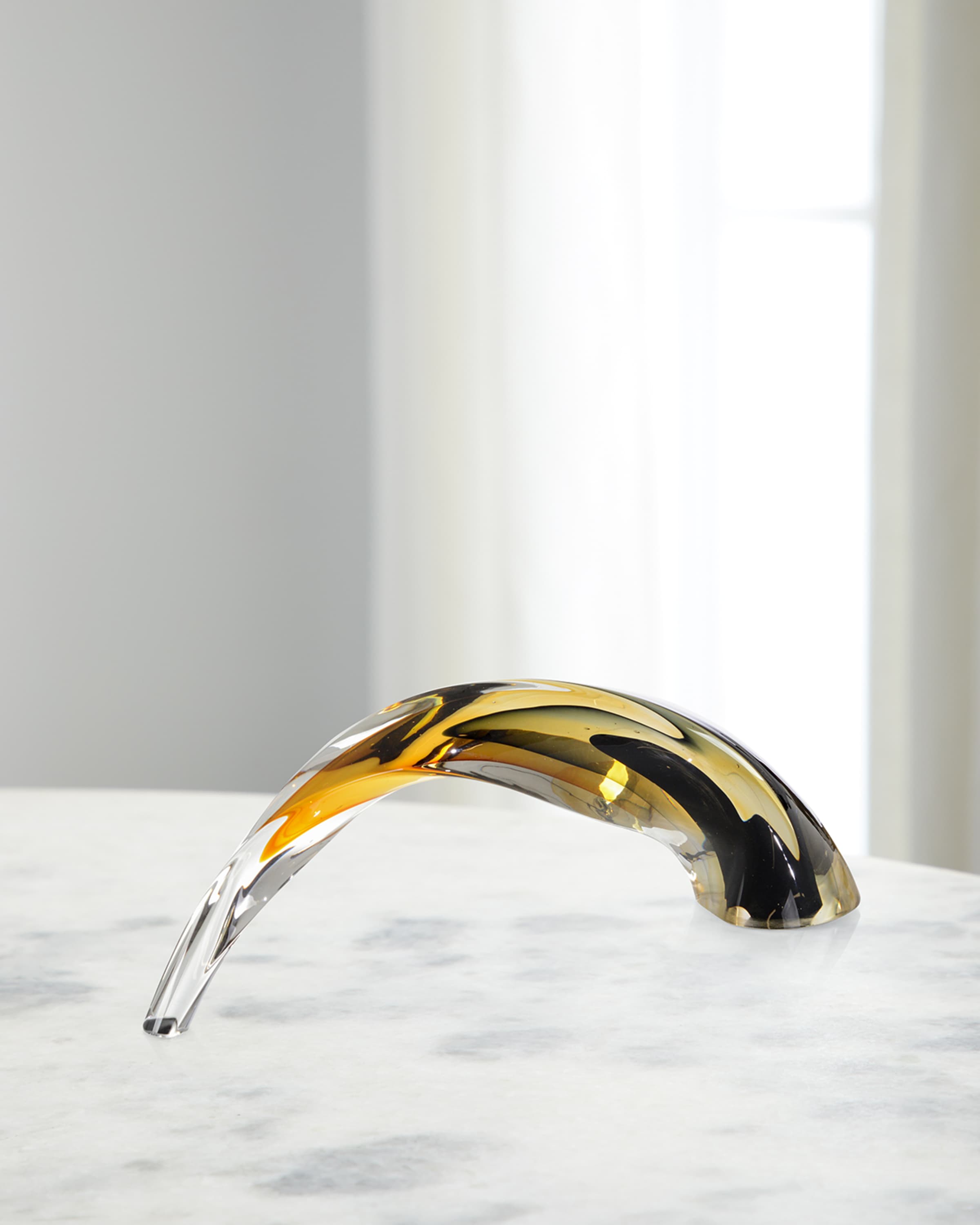 John-Richard Collection Hand-Blown Black And Amber Arch Sculpture II