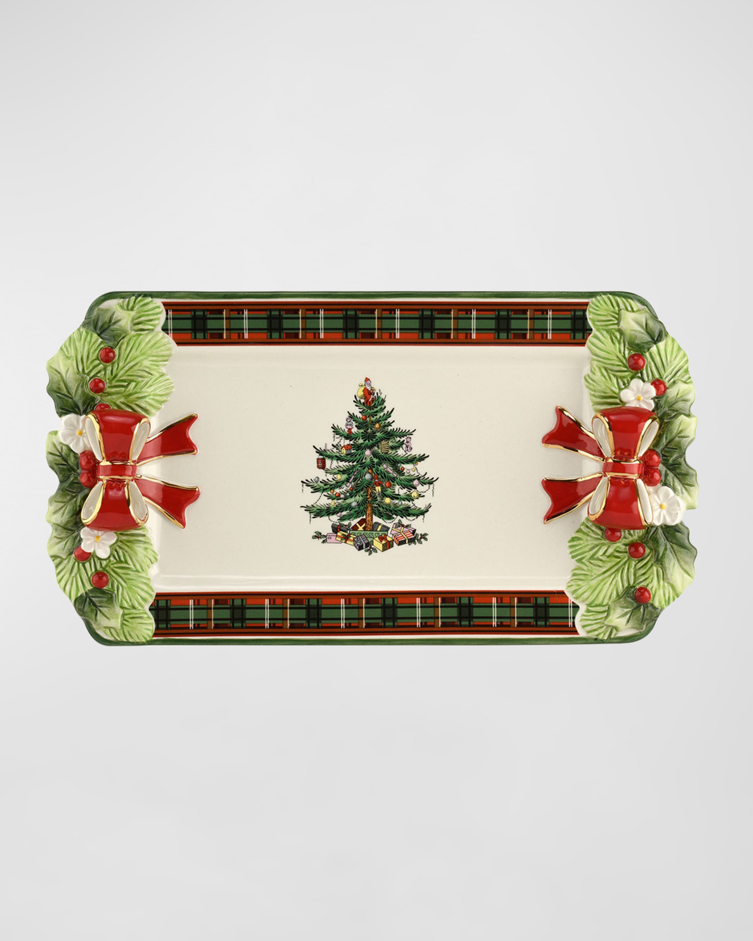 Spode Christmas Tree Figural Tartan Tray