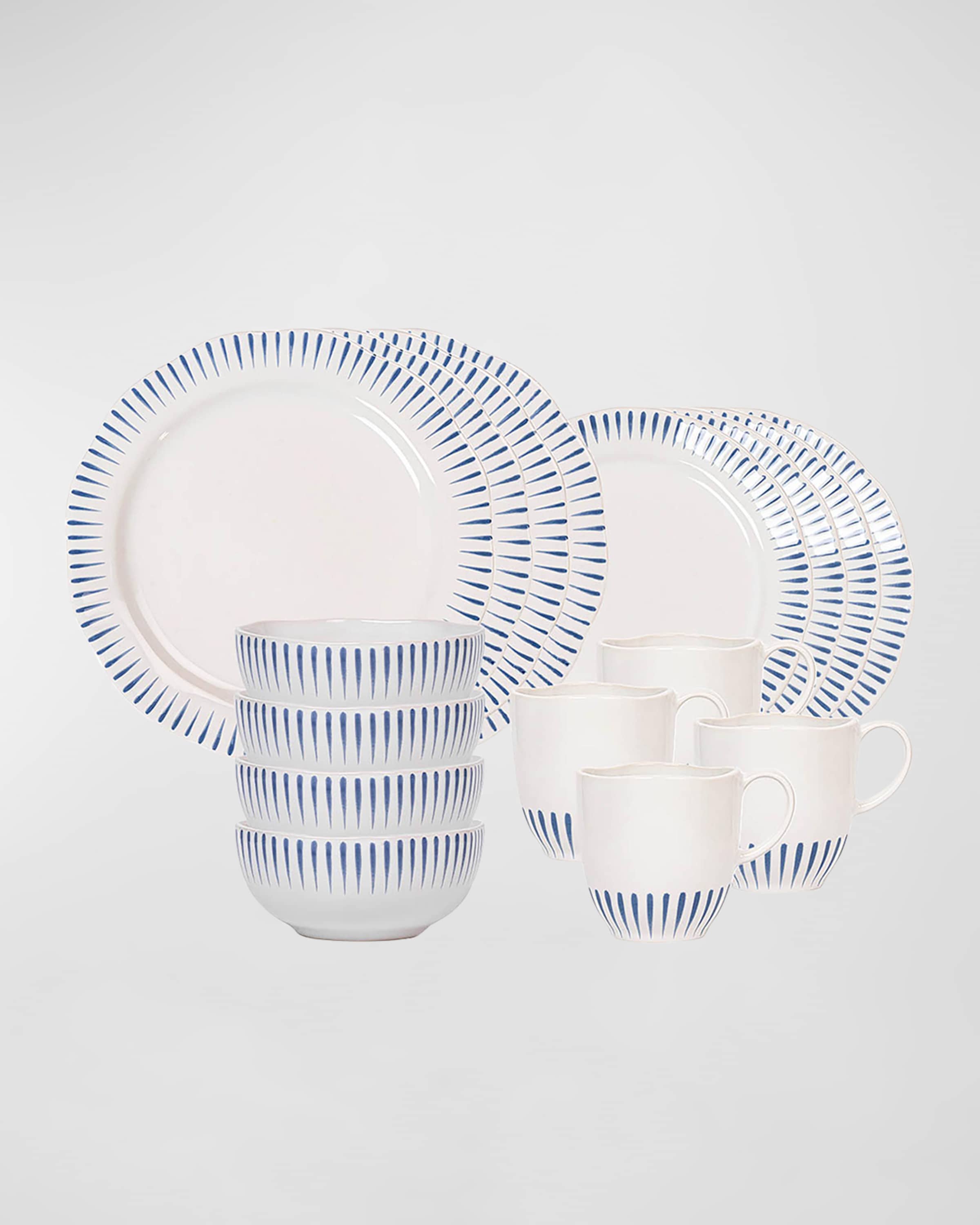 Juliska Sitio Stripe 16-Piece Place Setting, Delft Blue 