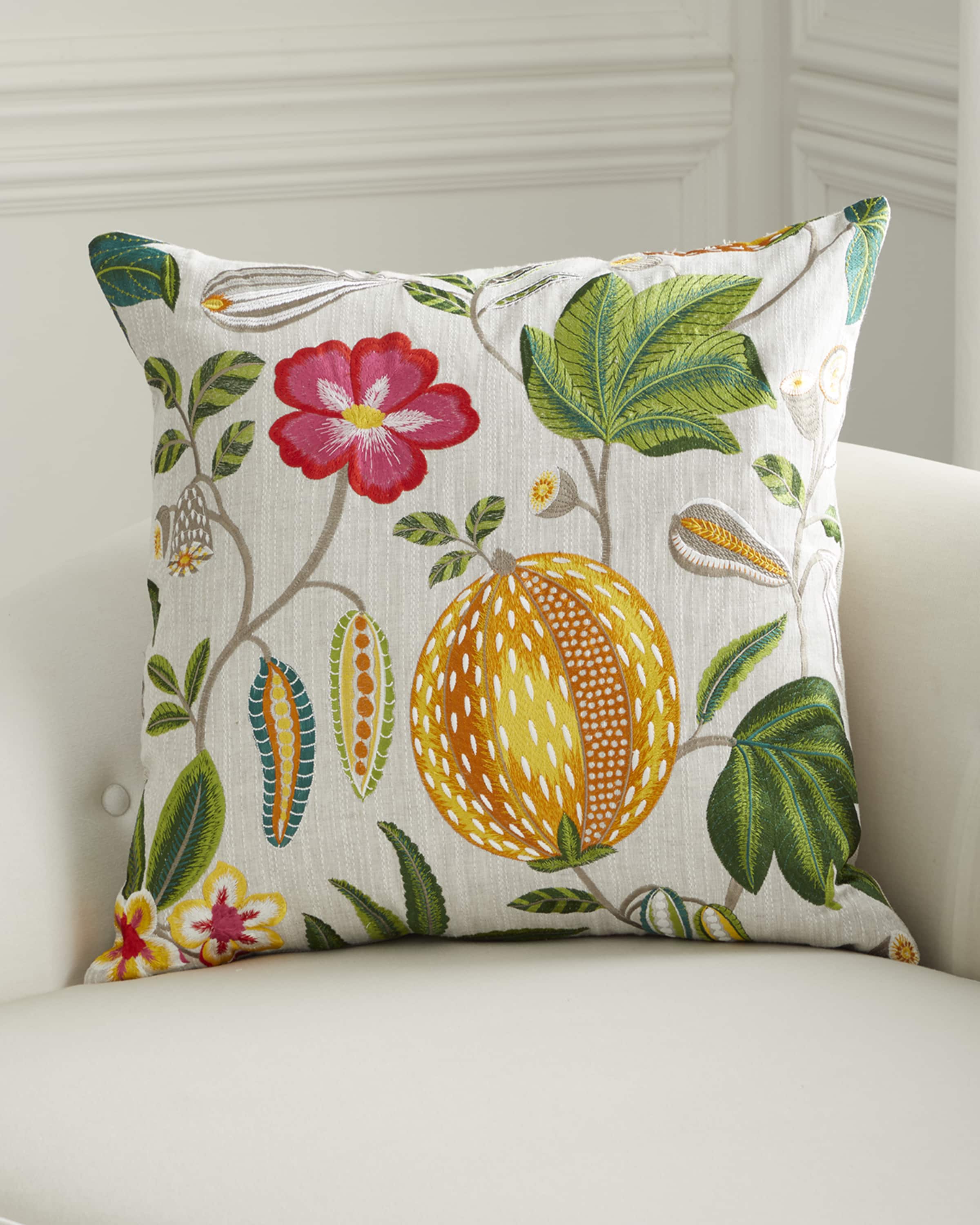 D.V. KAP Home Rankin Embroidered Pillow, 24" Square