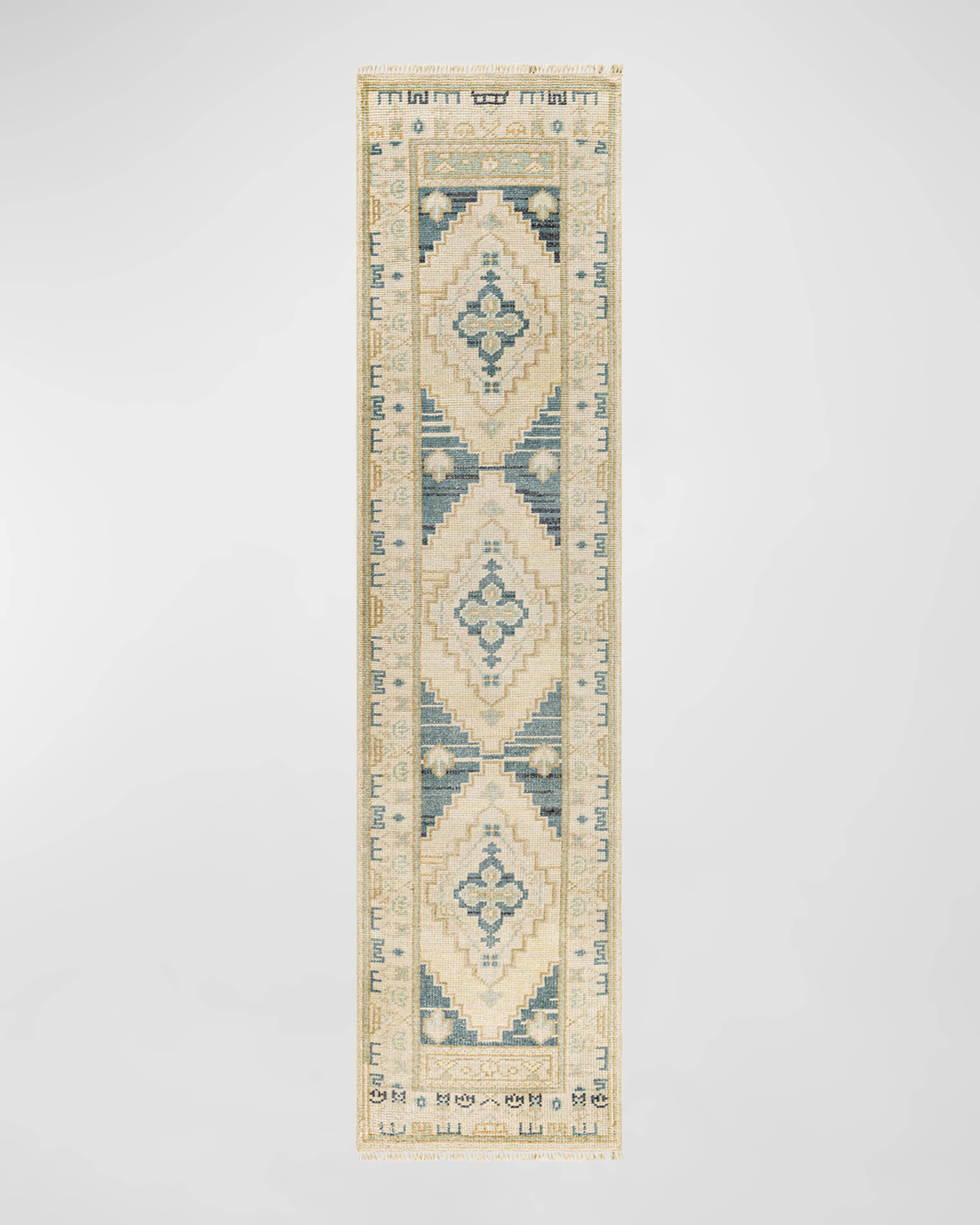 Surya Rugs Anadolu Teal Hand-Knotted Runner, 2' x 10'