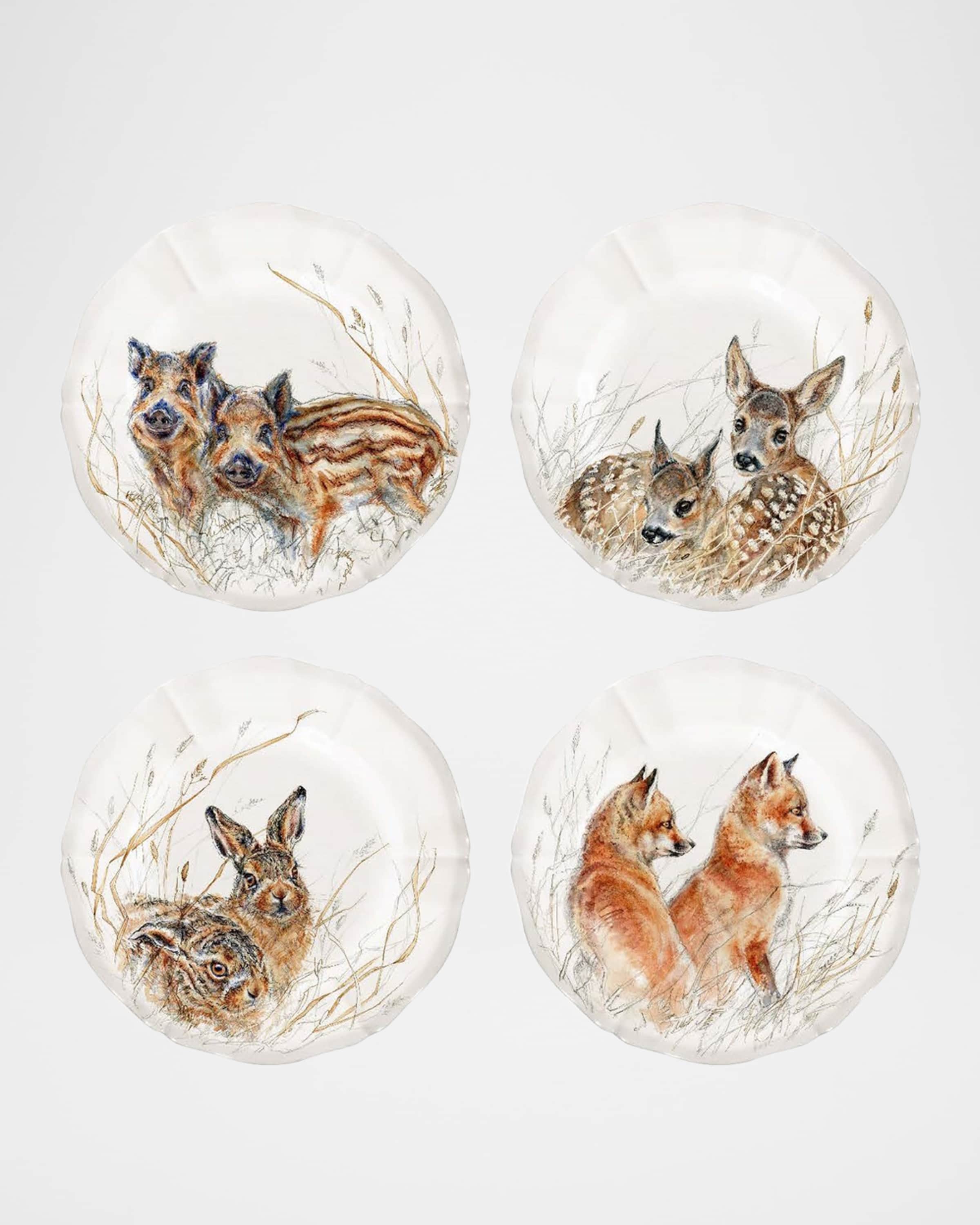 Gien Sologne Canape Plates, Set of 4