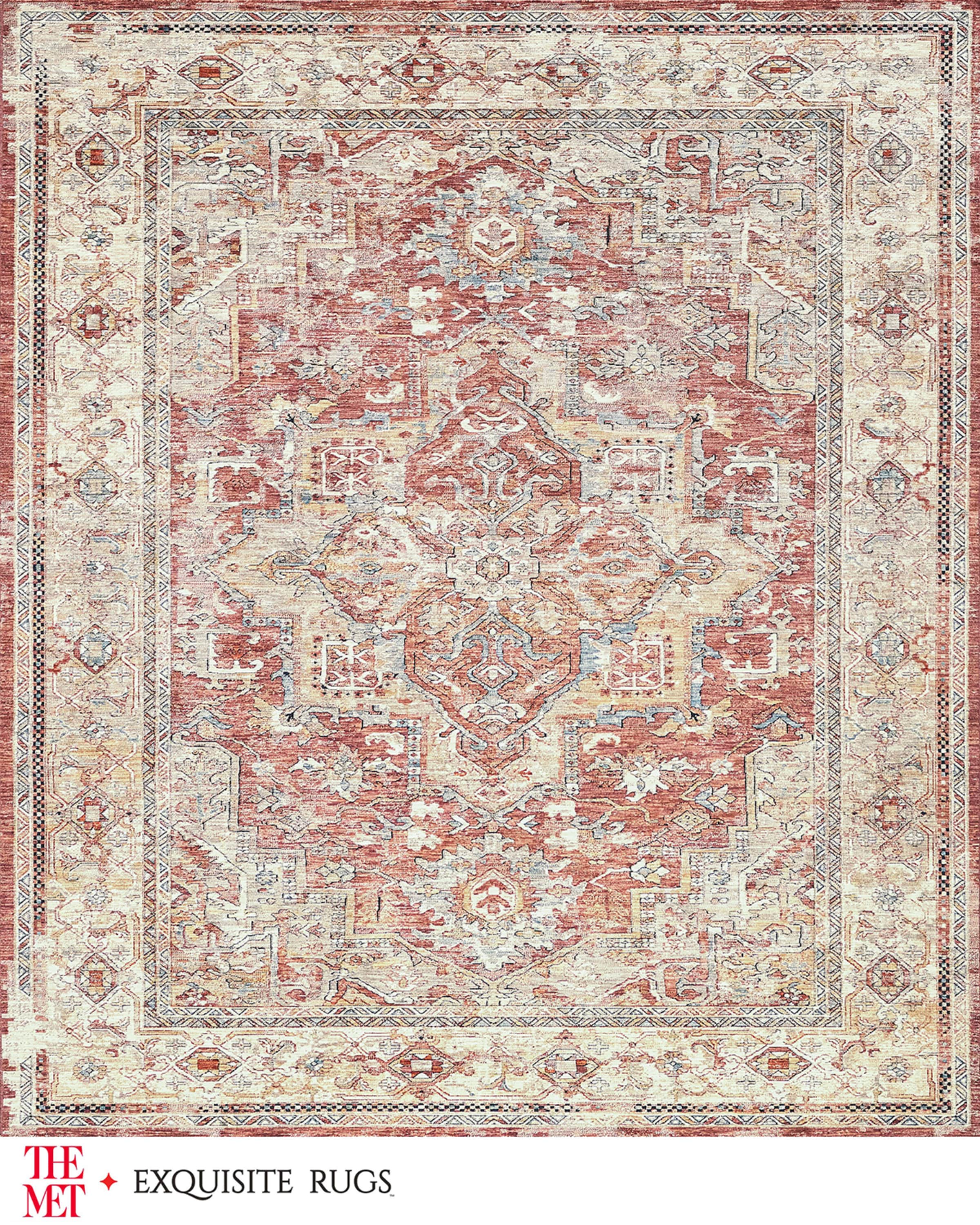 Exquisite Rugs x THE MET Antique Loom Beige, Blue & Rust Rug, 12' x 15'