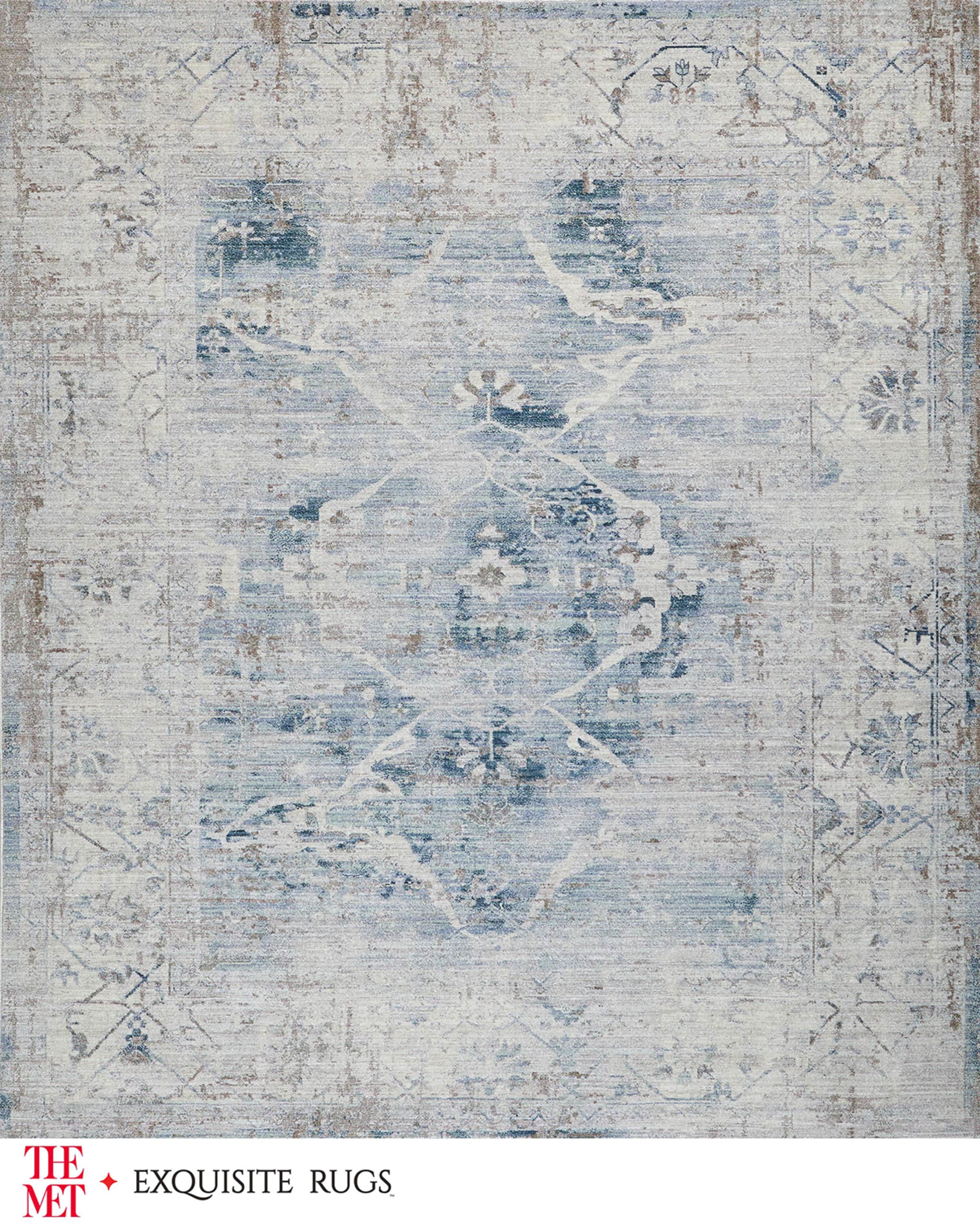 Exquisite Rugs x THE MET Vintage Loom Light Blue & Beige Rug, 12' x 15'