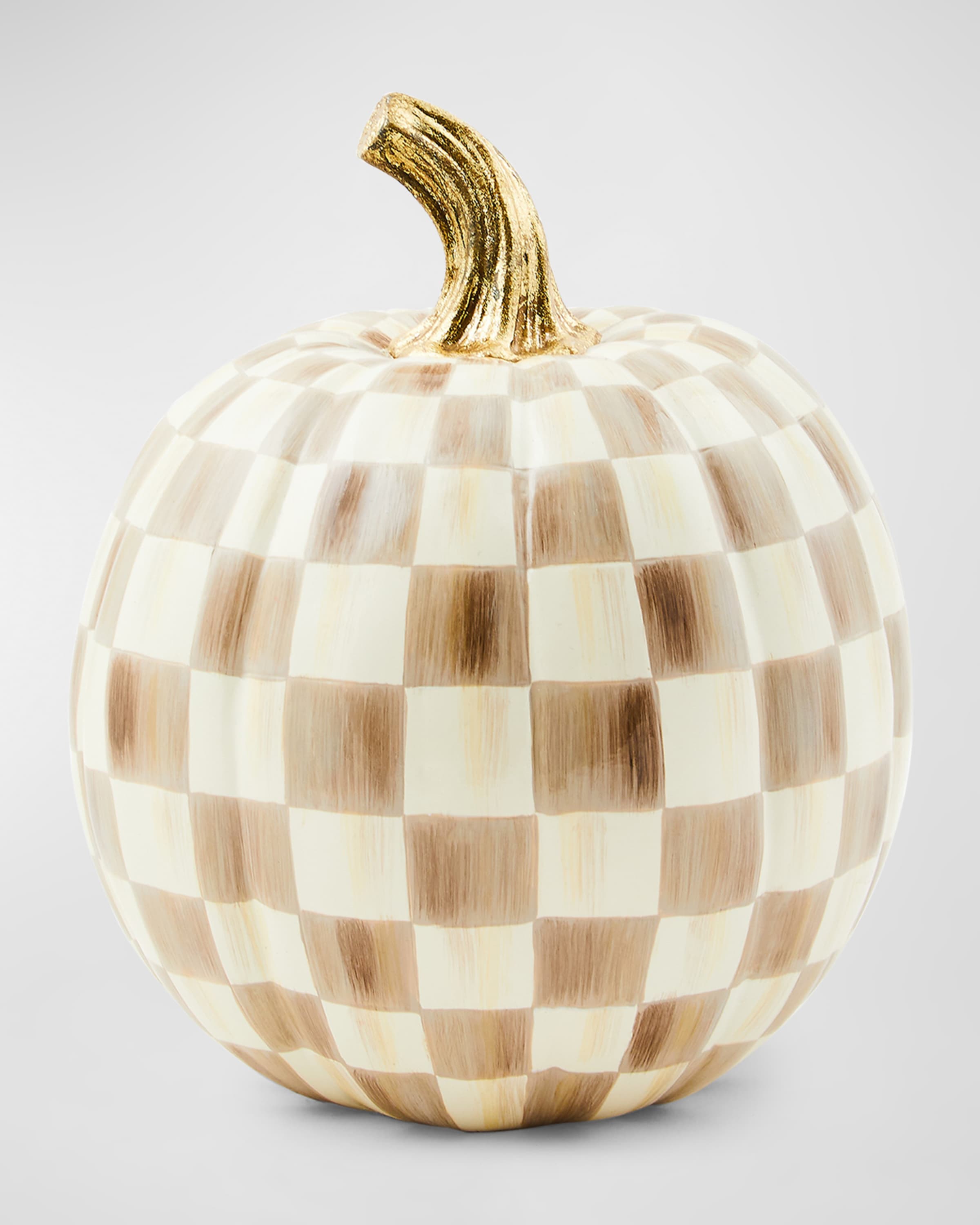 MacKenzie-Childs  Mocha Check Small Pumpkin, 10"