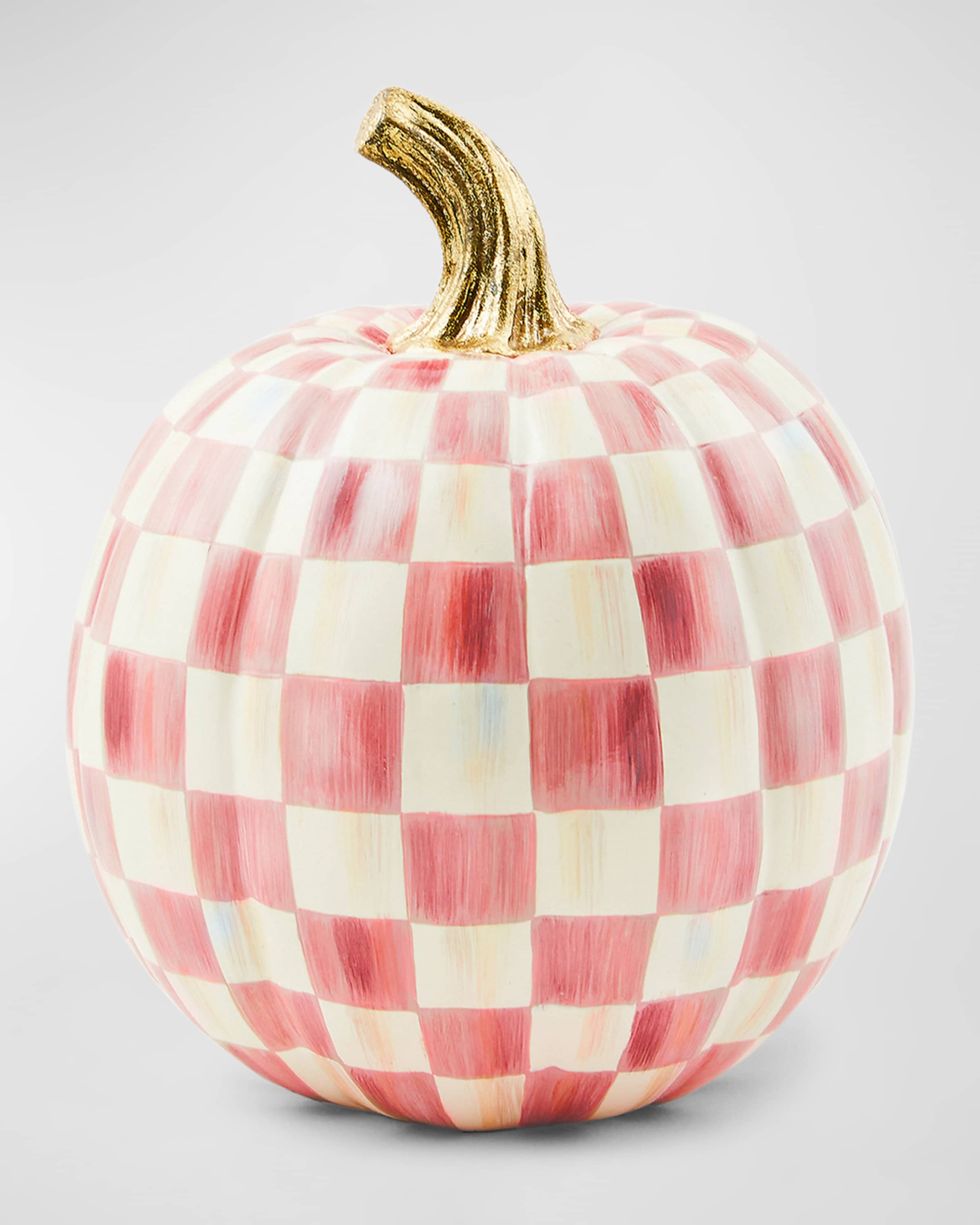 MacKenzie-Childs  Bubblegum Pink Check Small Pumpkin