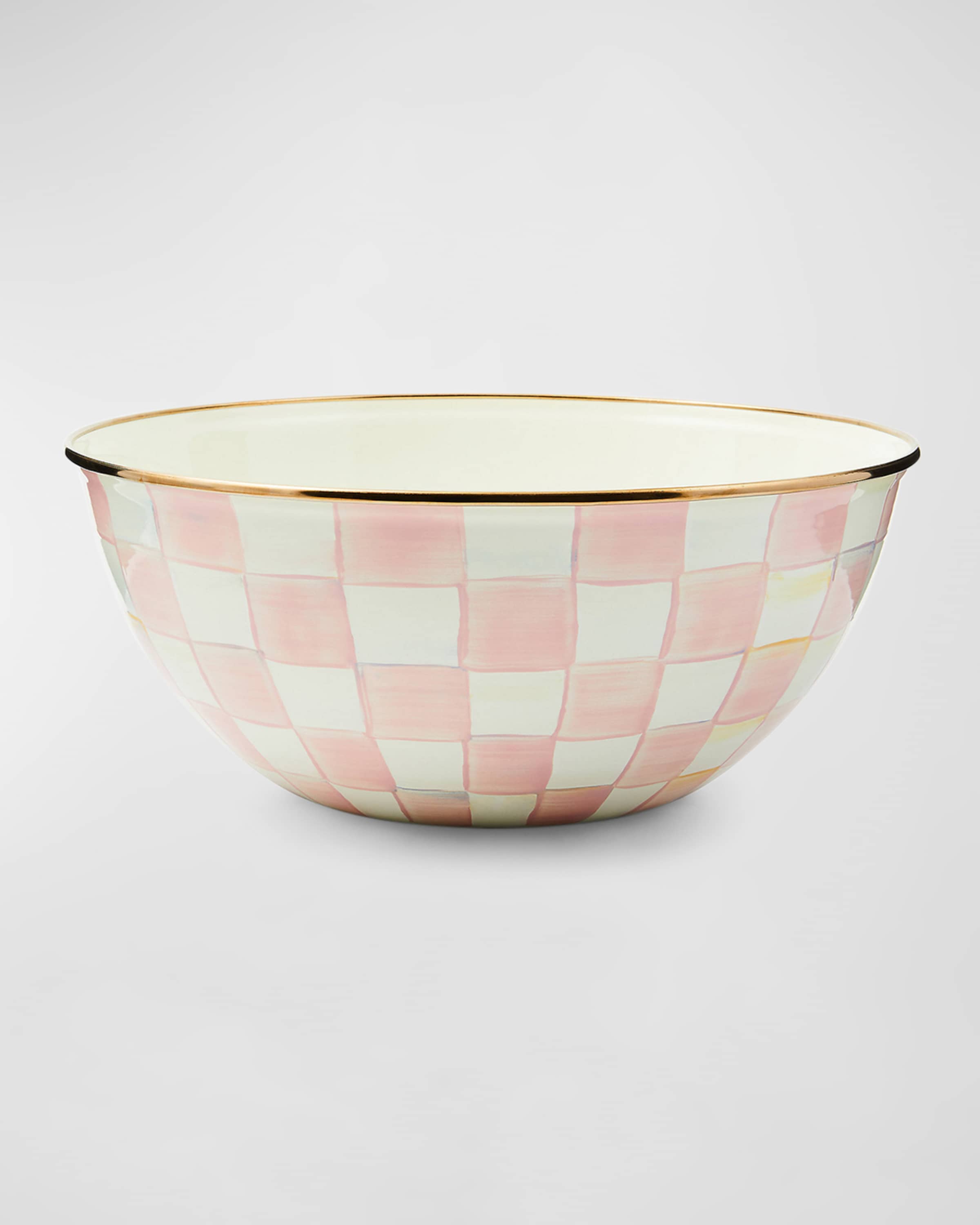 MacKenzie-Childs Rosy Check Enamel Everyday Bowl, Large