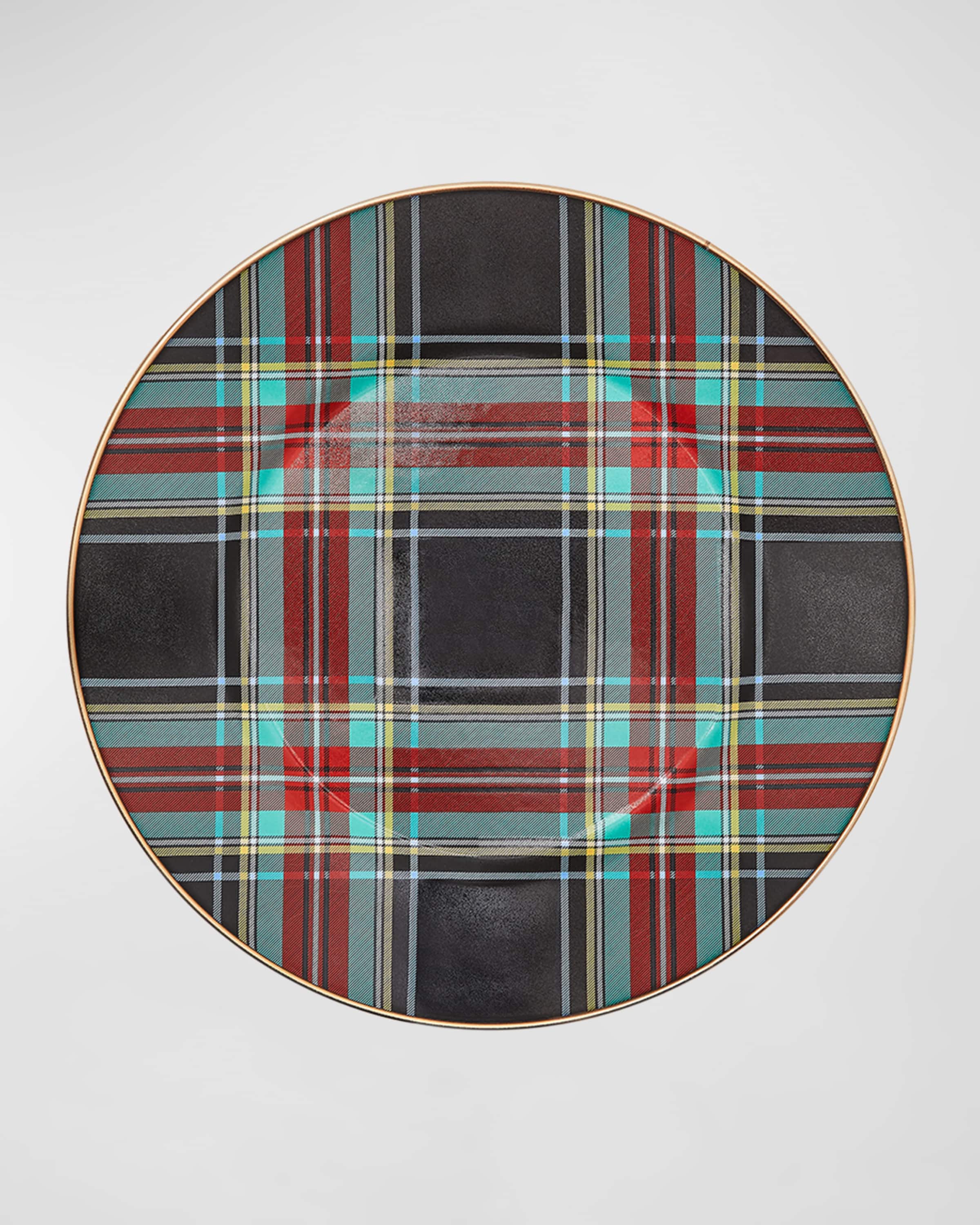 MacKenzie-Childs Tartan Black Dinner Plate