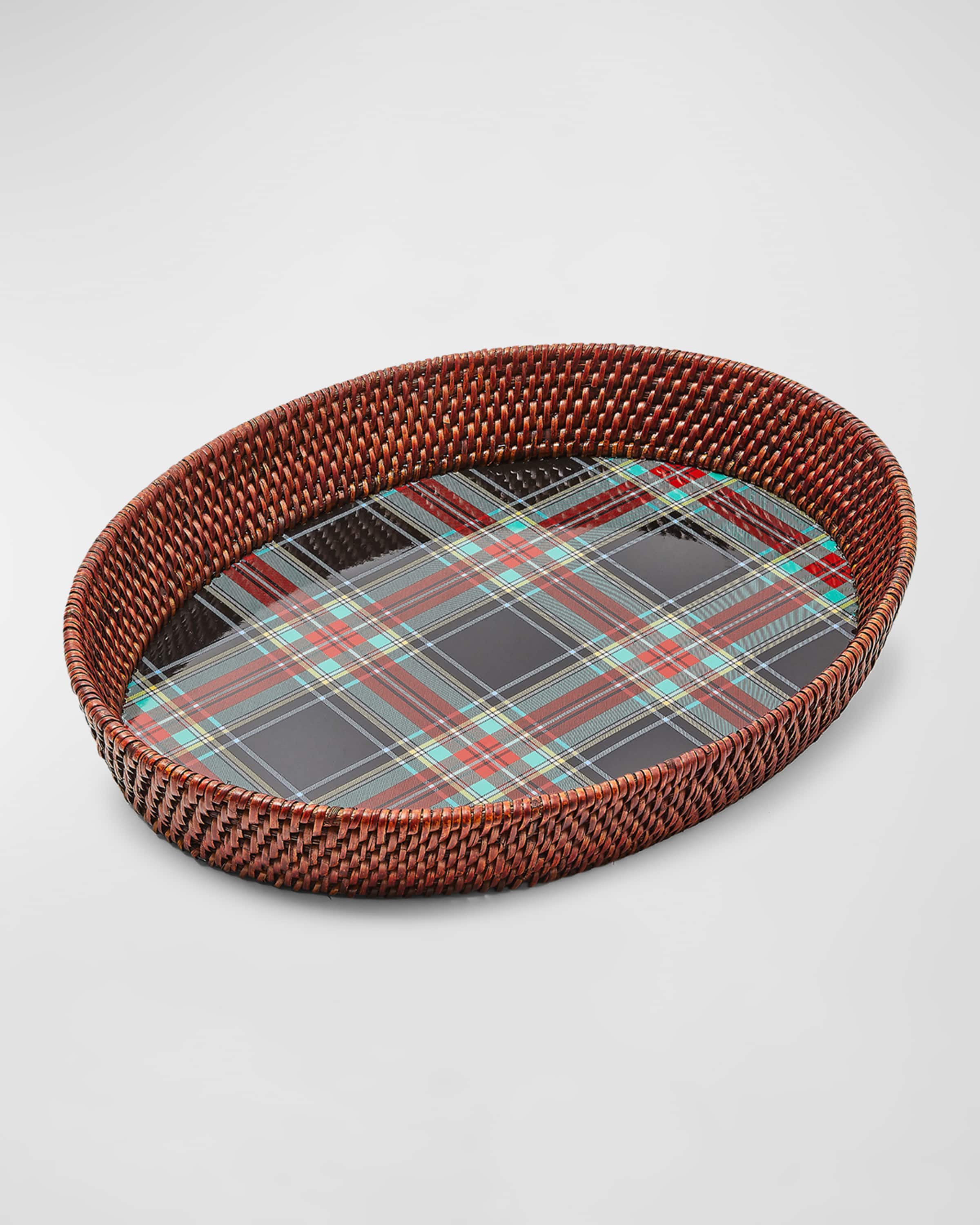 MacKenzie-Childs Tartan Rattan Small Serving Tray