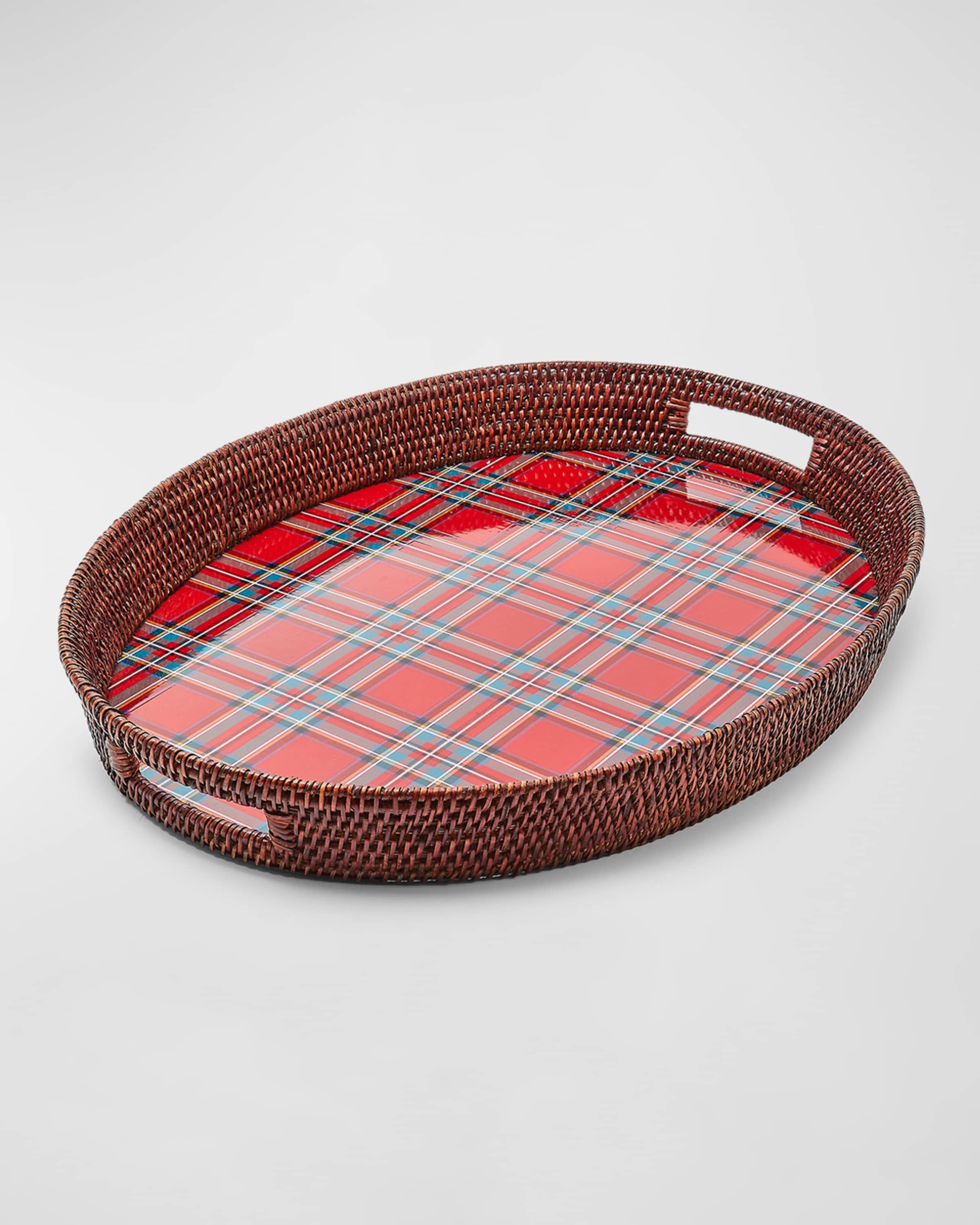 MacKenzie-Childs Tartan Rattan Large Serving Tray