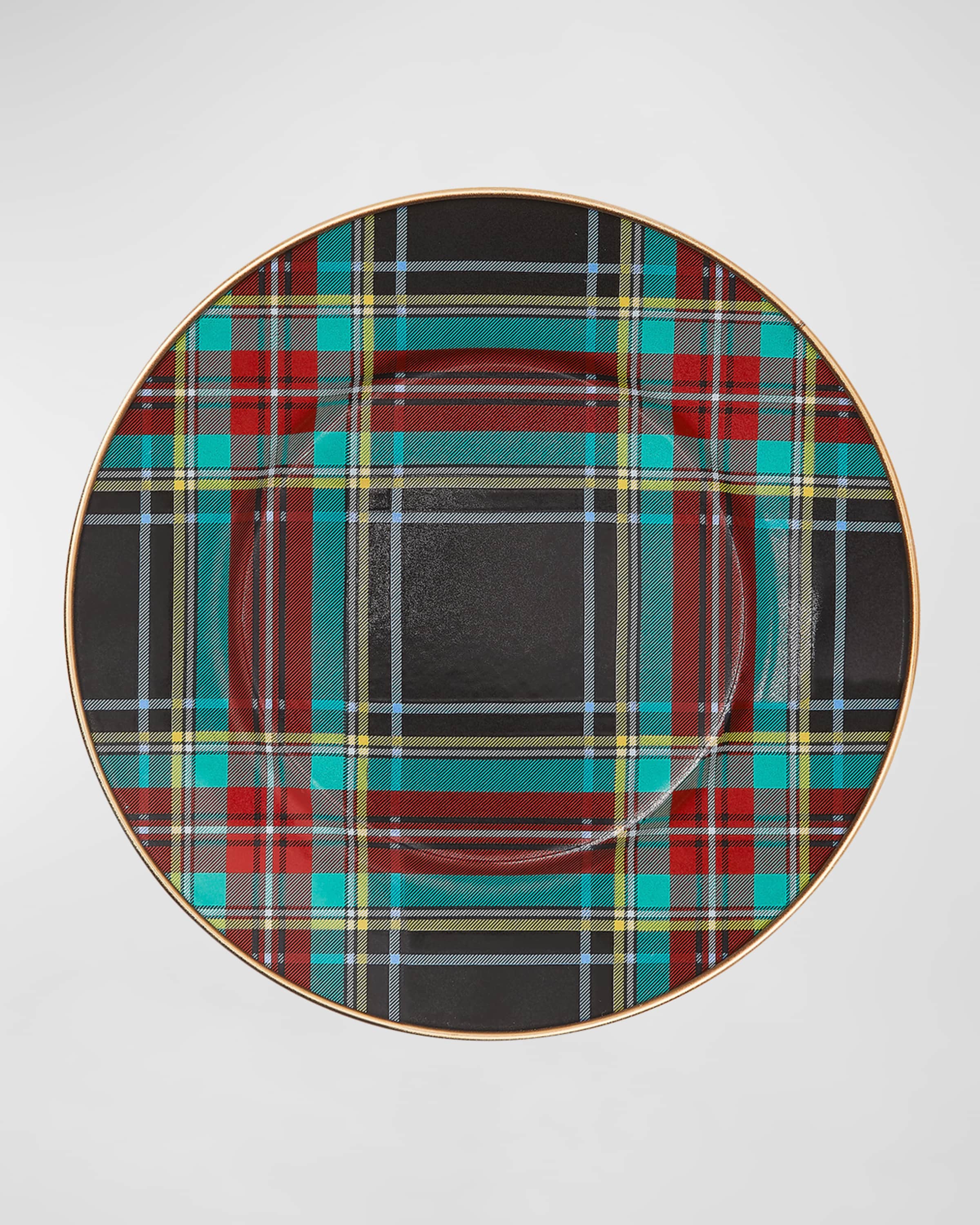 MacKenzie-Childs Tartan Black Salad and Dessert Plate
