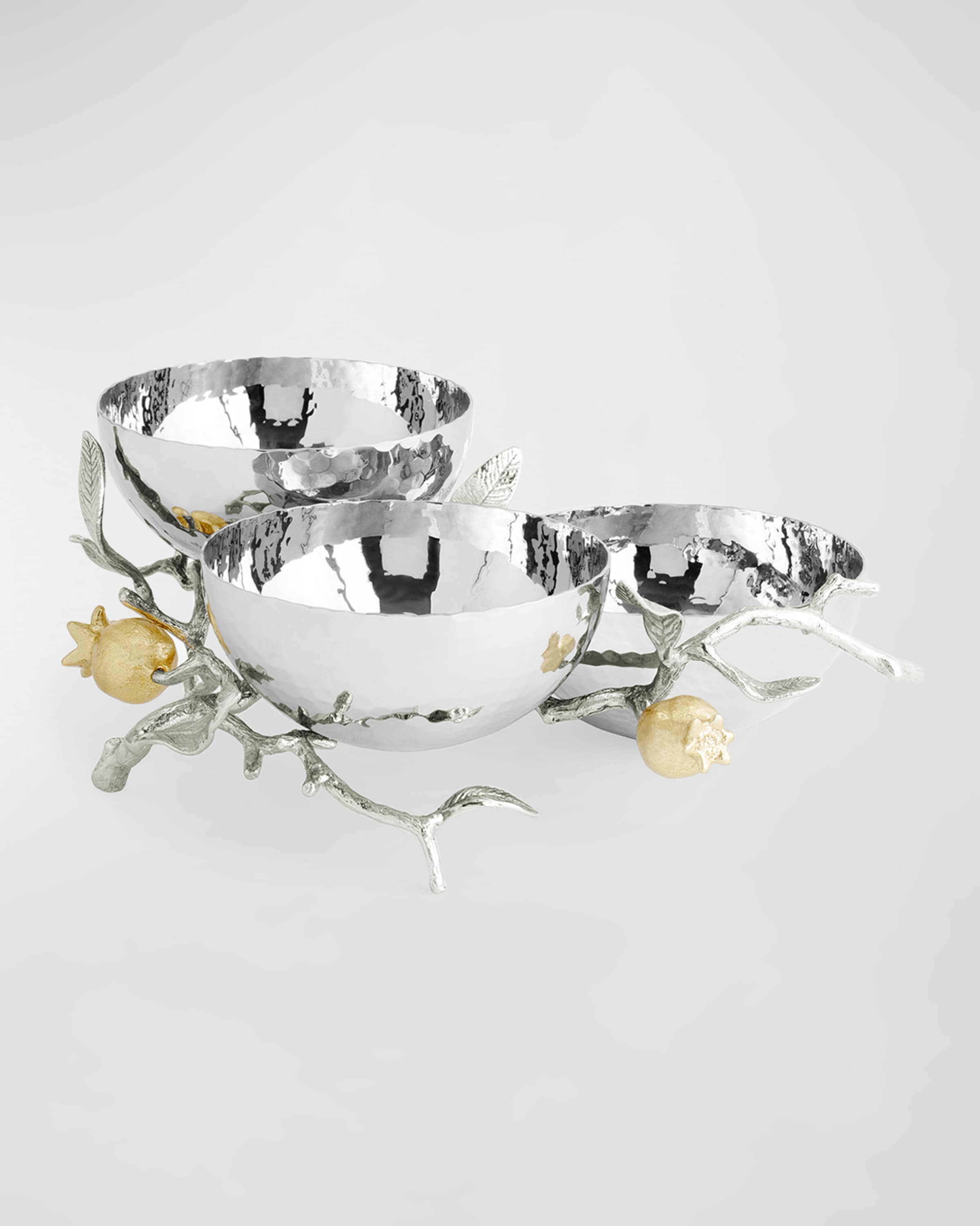 Michael Aram Pomegranate Silver & Gold Triple Bowl