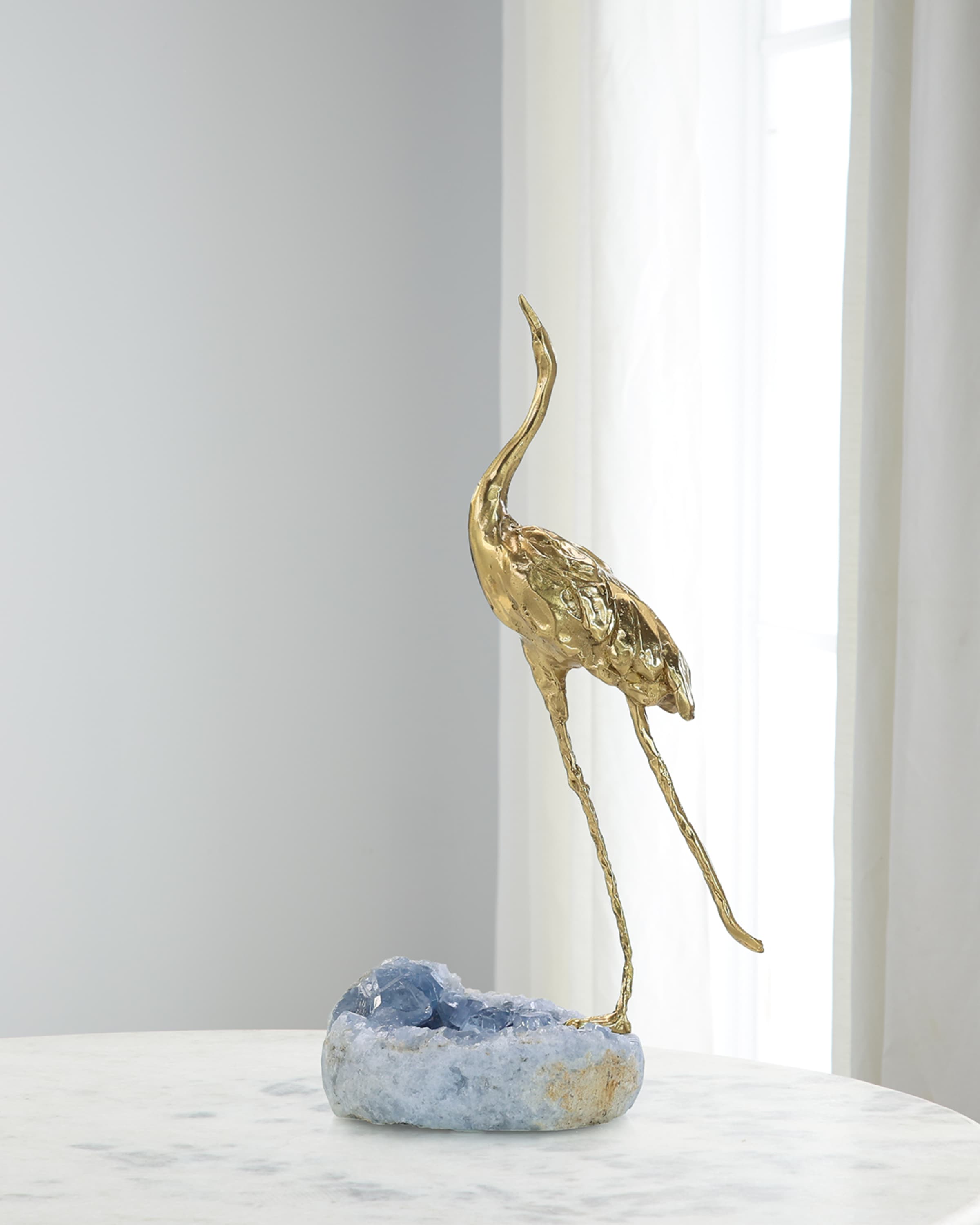 John-Richard Collection Brass Crane Sculpture on Kyanite I