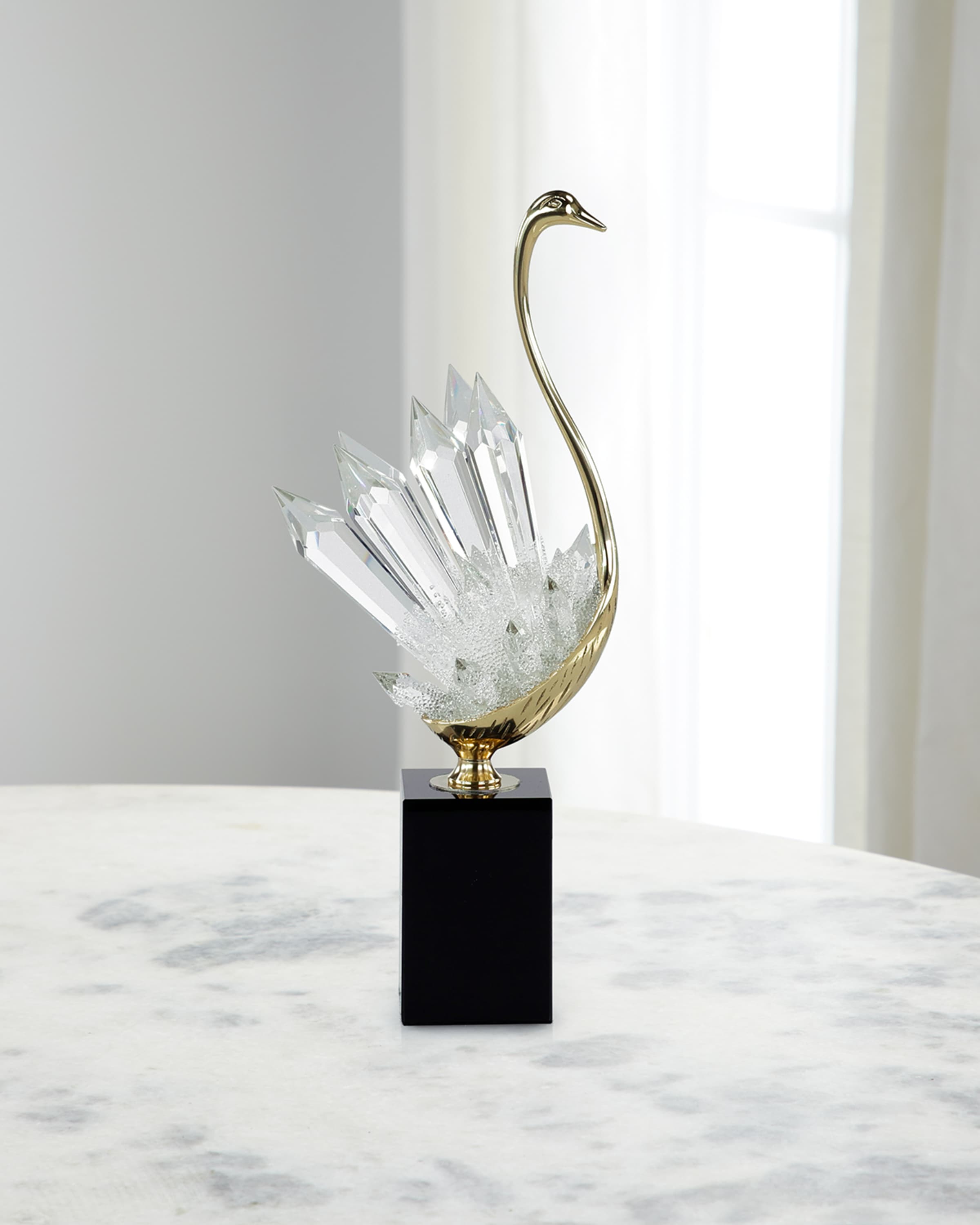 John-Richard Collection Crystalline Bird Sculpture on Black Base, Small