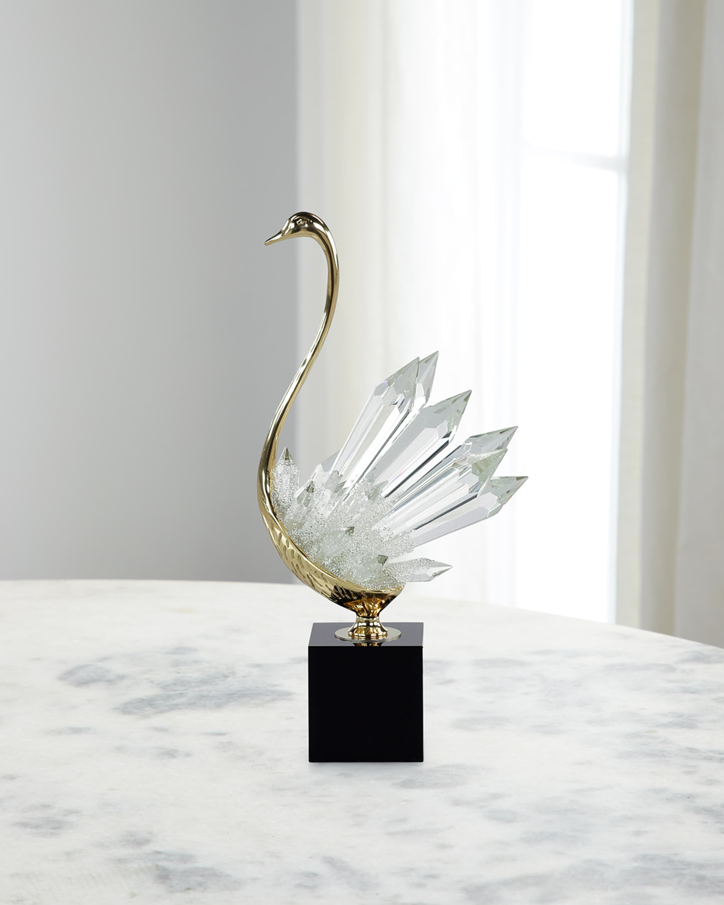 John-Richard Collection Crystalline Bird Sculpture on Black Base, 20"