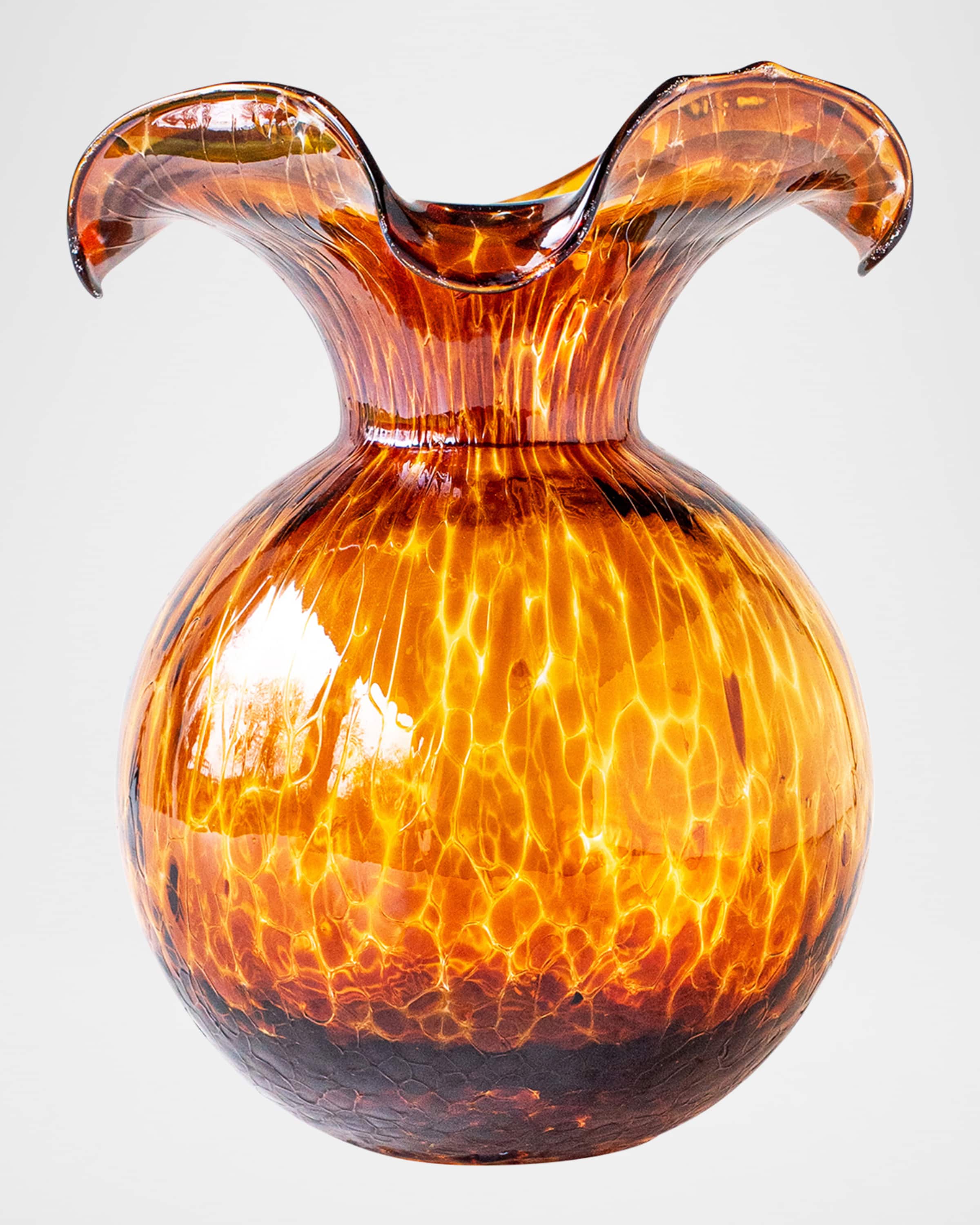 Vietri Hibiscus Glass Tortoiseshell Medium Fluted Vase