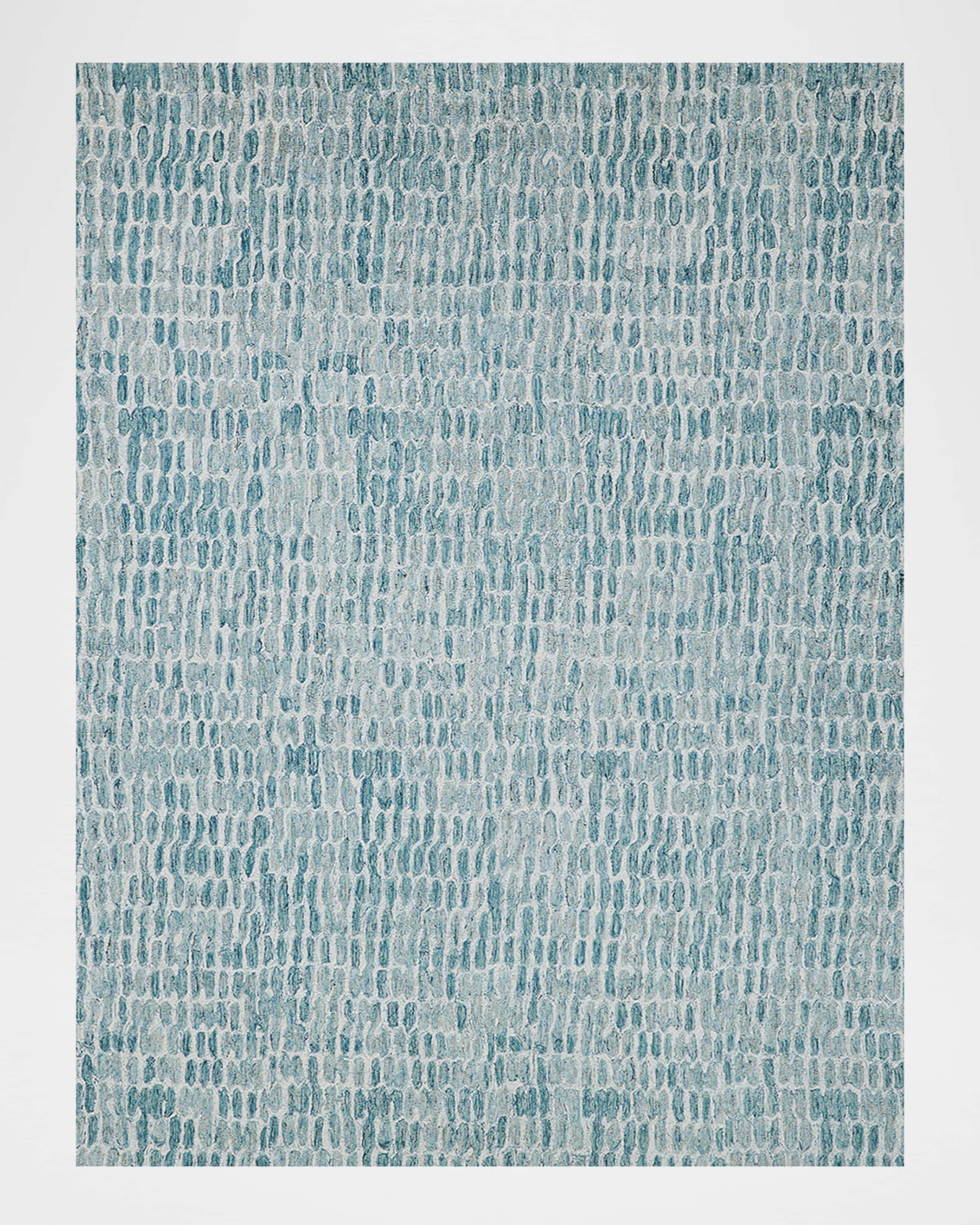 Exquisite Rugs Ink Blot Hand-Tufted Turquoise Rug, 10' x 14'