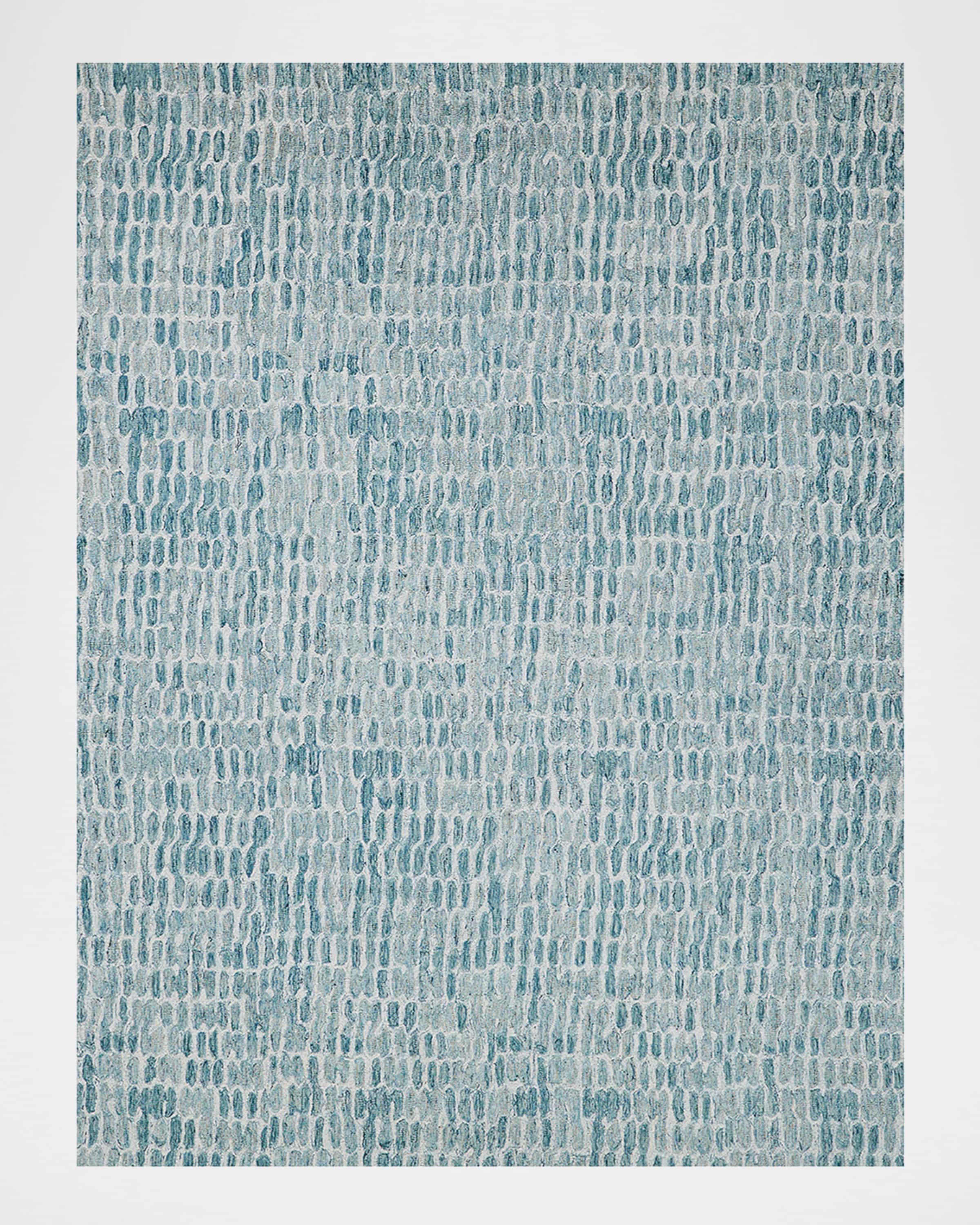 Exquisite Rugs Ink Blot Hand-Tufted Turquoise Rug, 9' x 12'