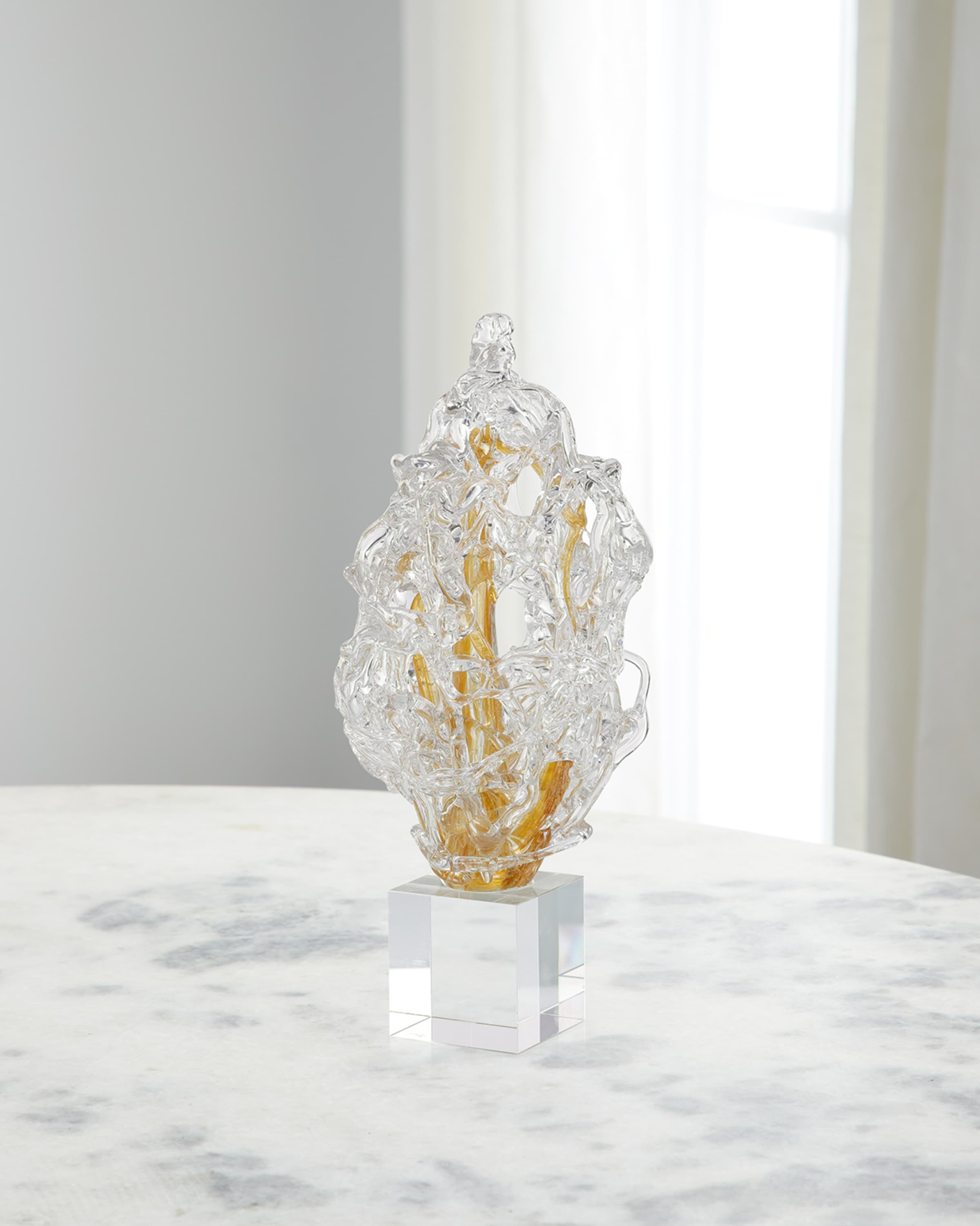 John-Richard Collection Frozen Flame Sculpture on Crystal Base, Small