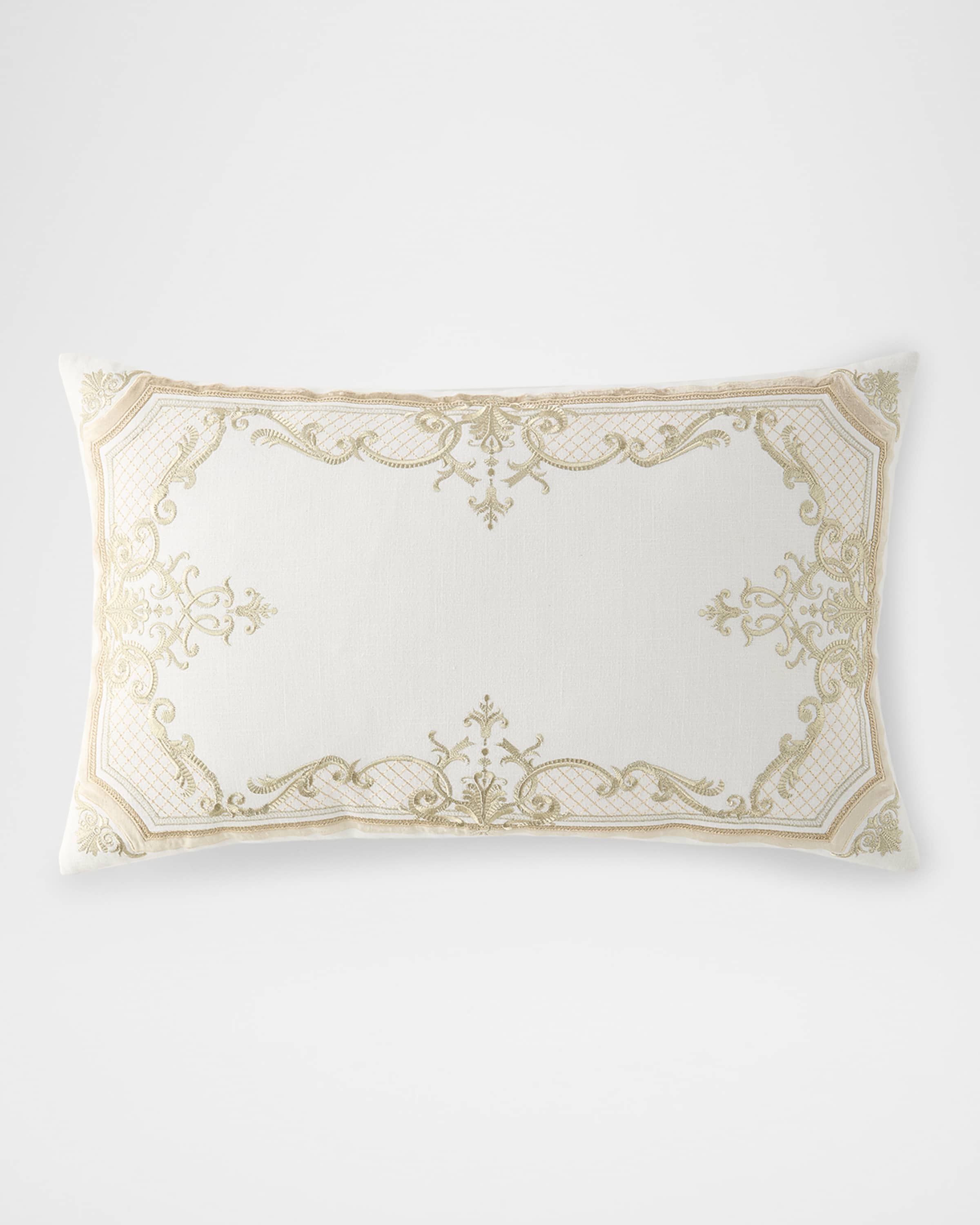 Callisto Home Nesher Metallic Lattice Border Lumbar Pillow, 18" x 30"