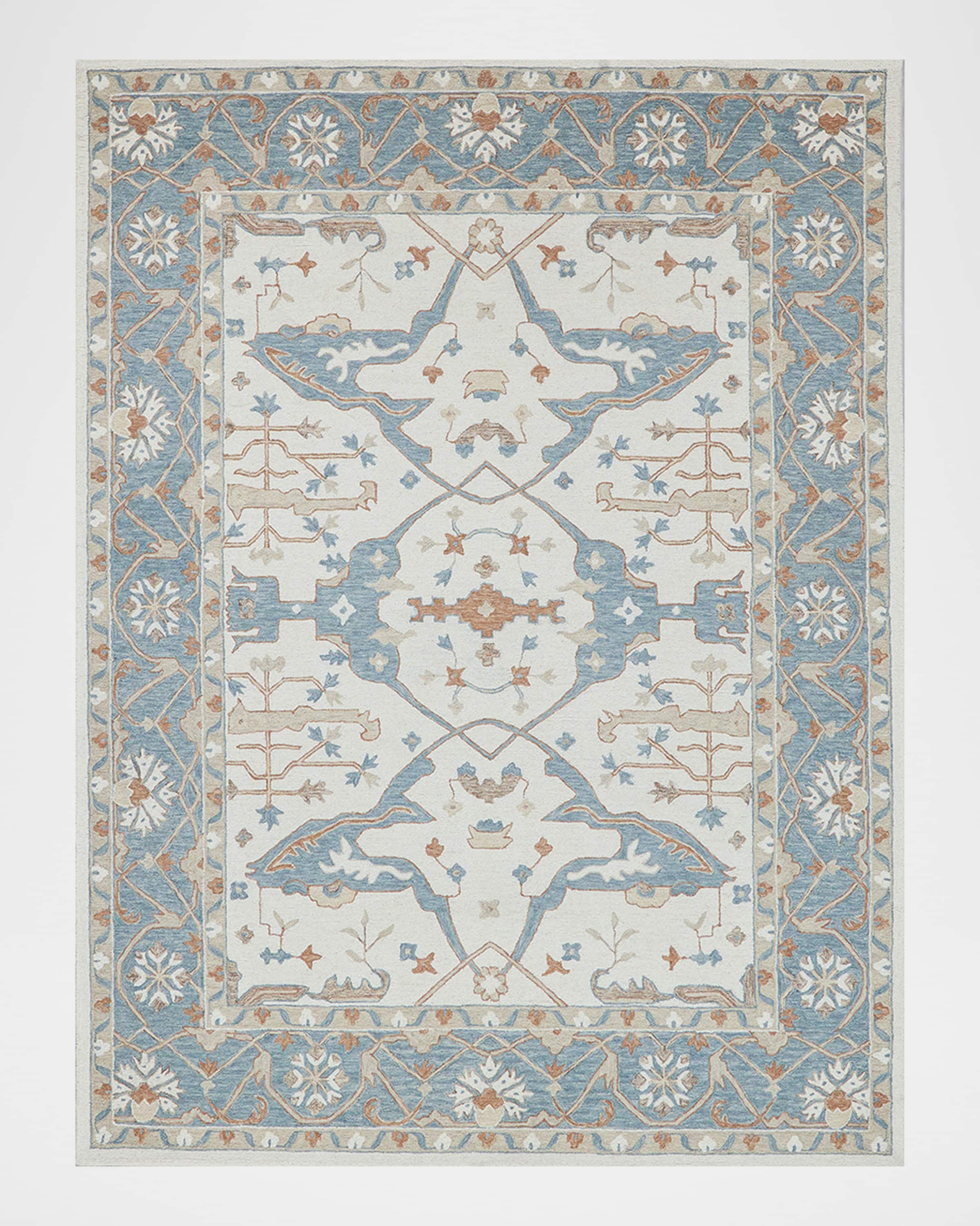 Exquisite Rugs Claremont Hand-Tufted Light Blue Oushak Rug, 5' x 8'