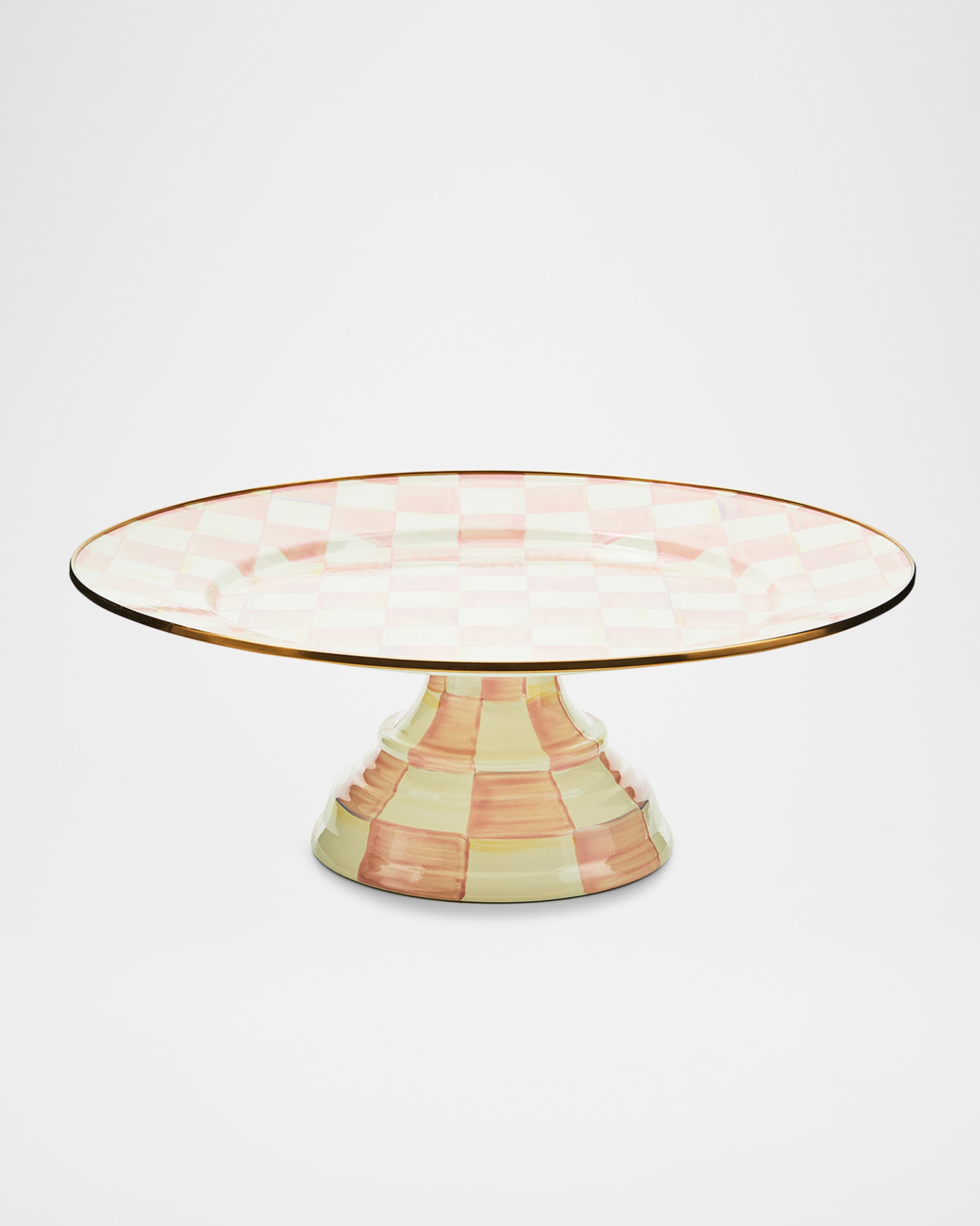 MacKenzie-Childs Rosy Check Large Pedestal Platter