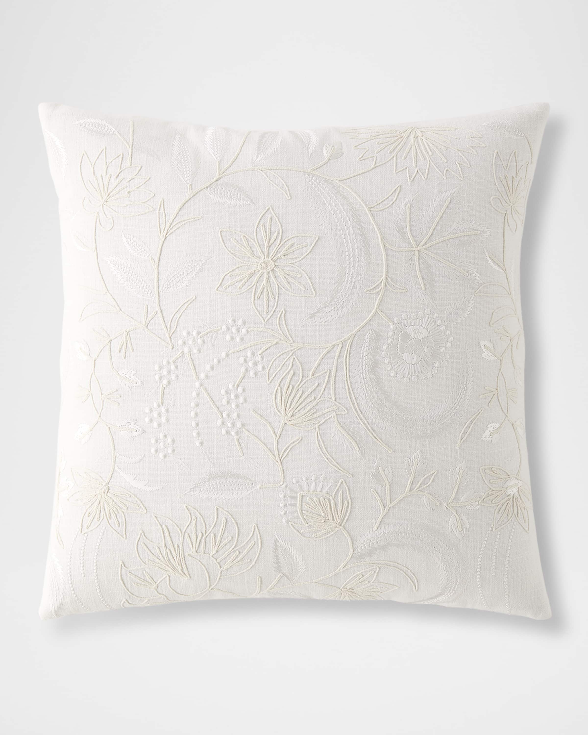 Callisto Home Lavoe Embroidered Floral Decorative Pillow, 22" Square