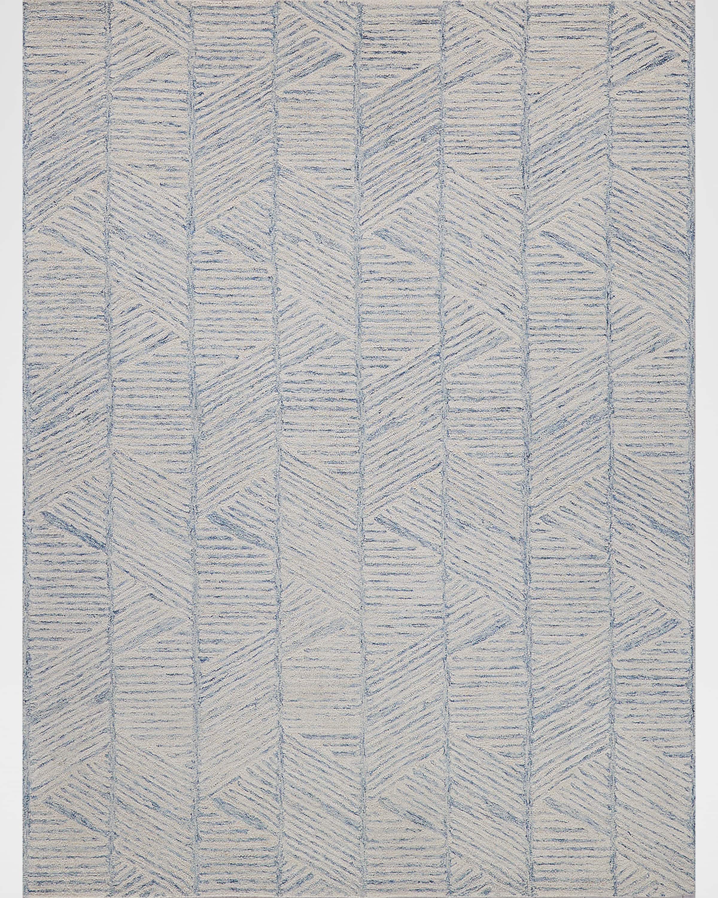 Exquisite Rugs Kascata Hand-Tufted Blue/Ivory Rug, 9' x 12'