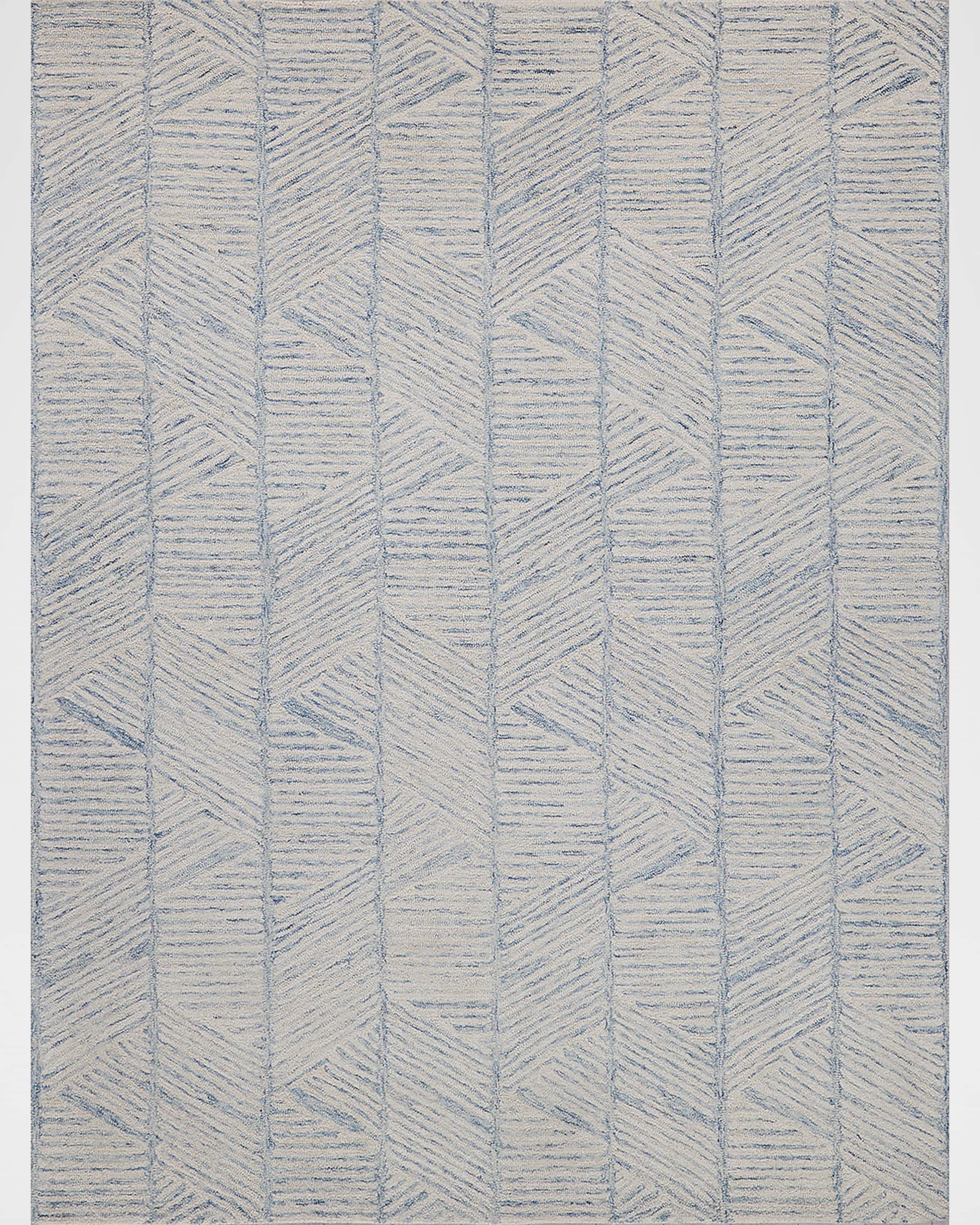 Exquisite Rugs Kascata Hand-Tufted Blue/Ivory Rug, 8' x 10'