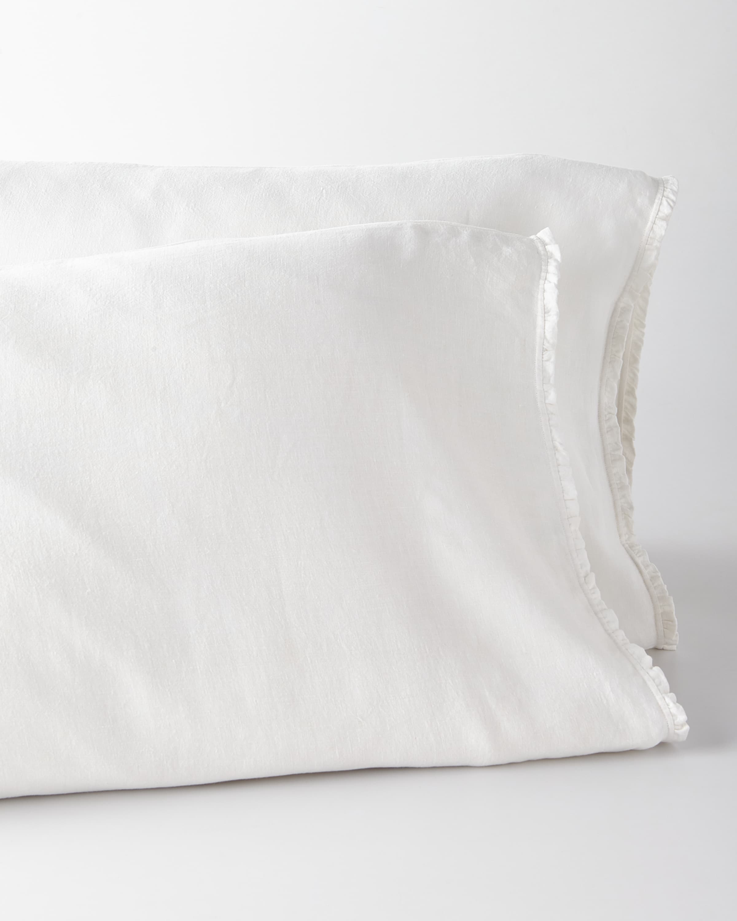 Pom Pom at Home Two King Charlie Ruffled White Linen Pillowcases