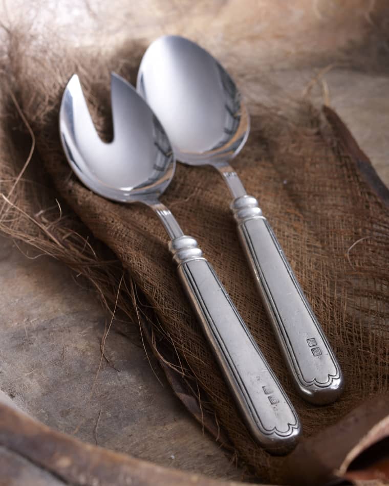 Neiman Marcus Two-Piece Filet Pewter Hostess Set