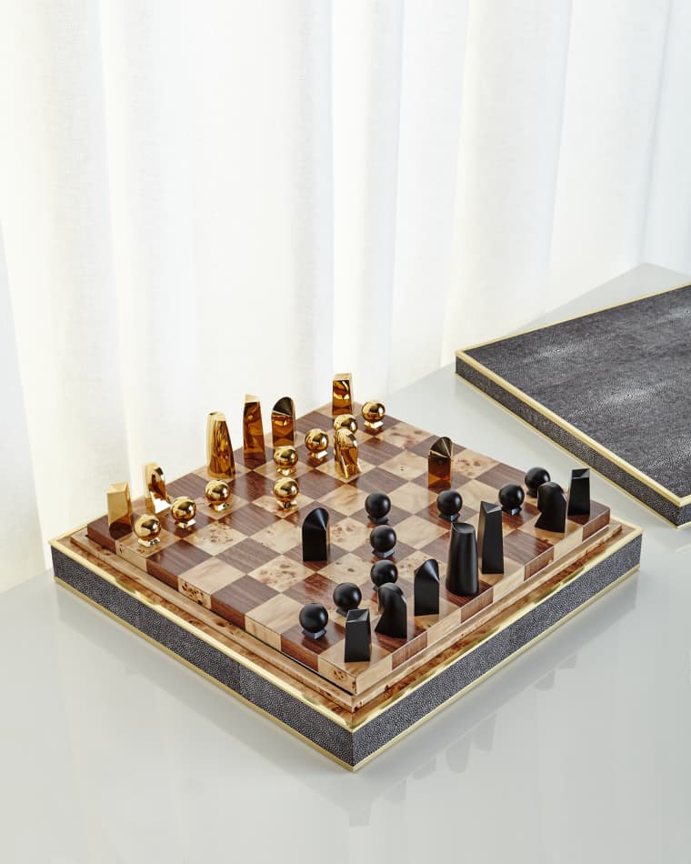 AERIN Faux Shagreen Chess Set