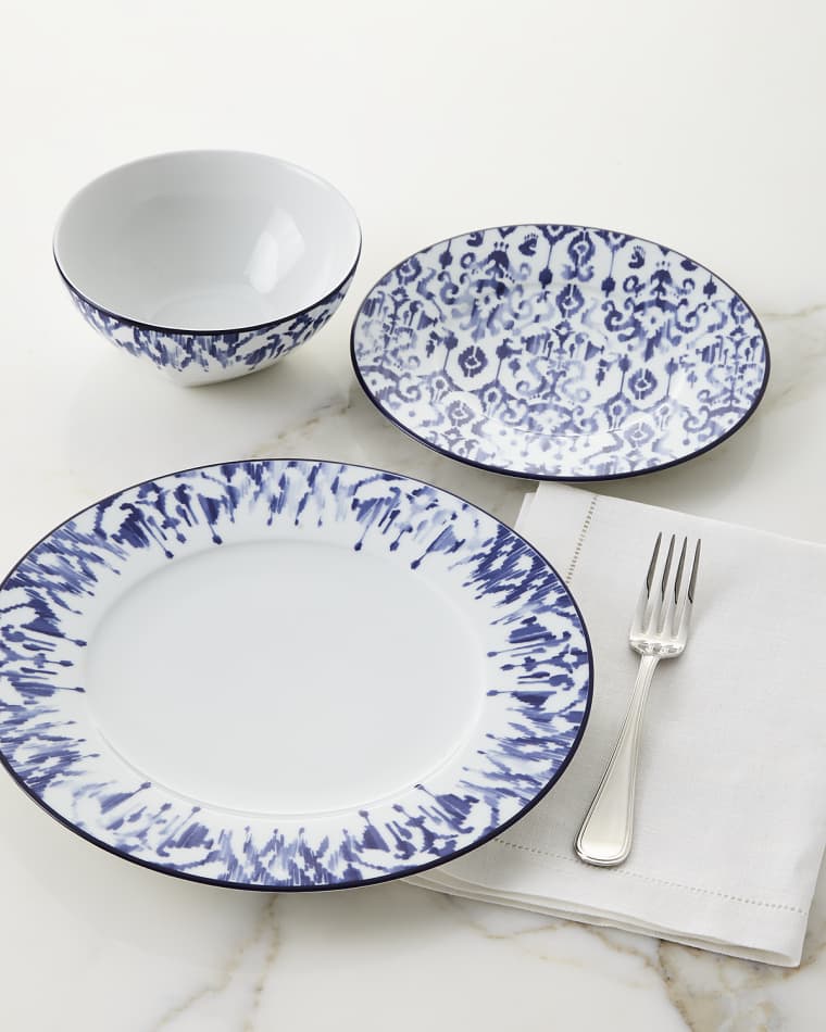 Neiman Marcus 12-Piece Haryana Blue Rim Dinnerware Set