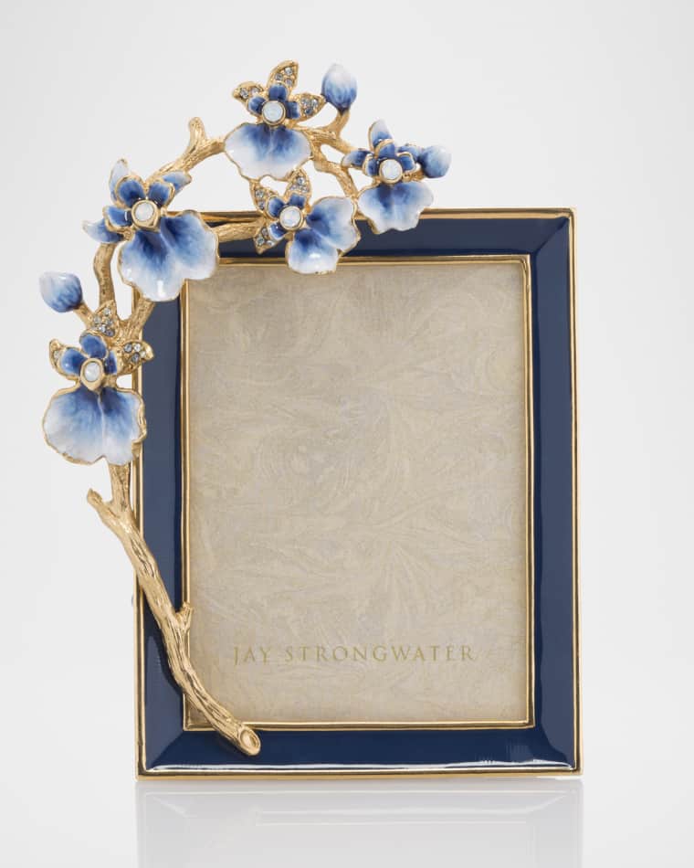 Jay Strongwater Indigo Orchid 3" x 4" Picture Frame