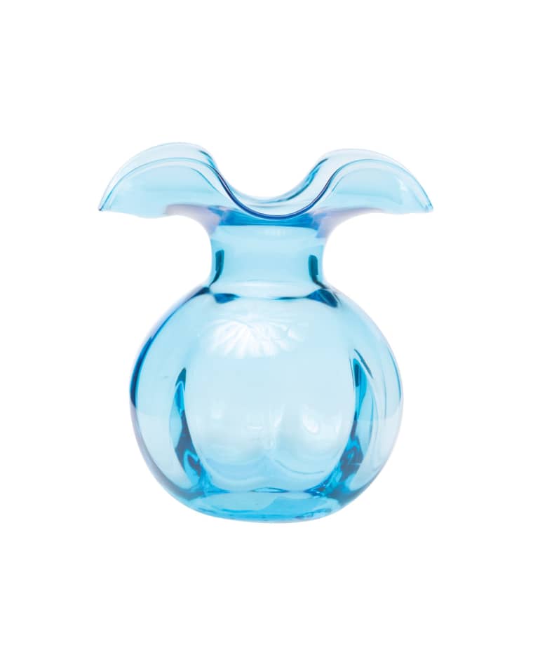 Vietri Hibiscus Glass Bud Vase, Aqua