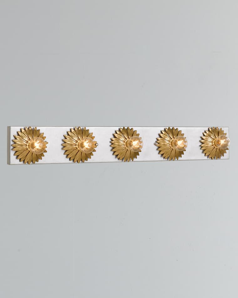 Crystorama Broche 5-Light Antiqued Gold and Silver Bathroom Vanity