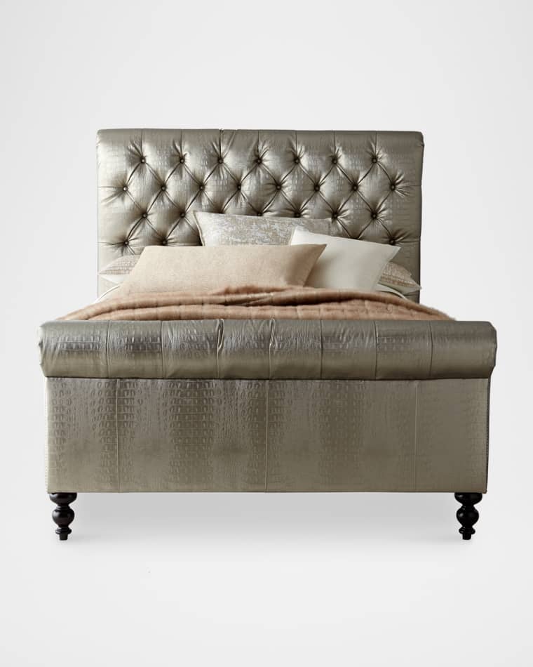 Old Hickory Tannery Jesse Faux-Leather Tufted King Bed