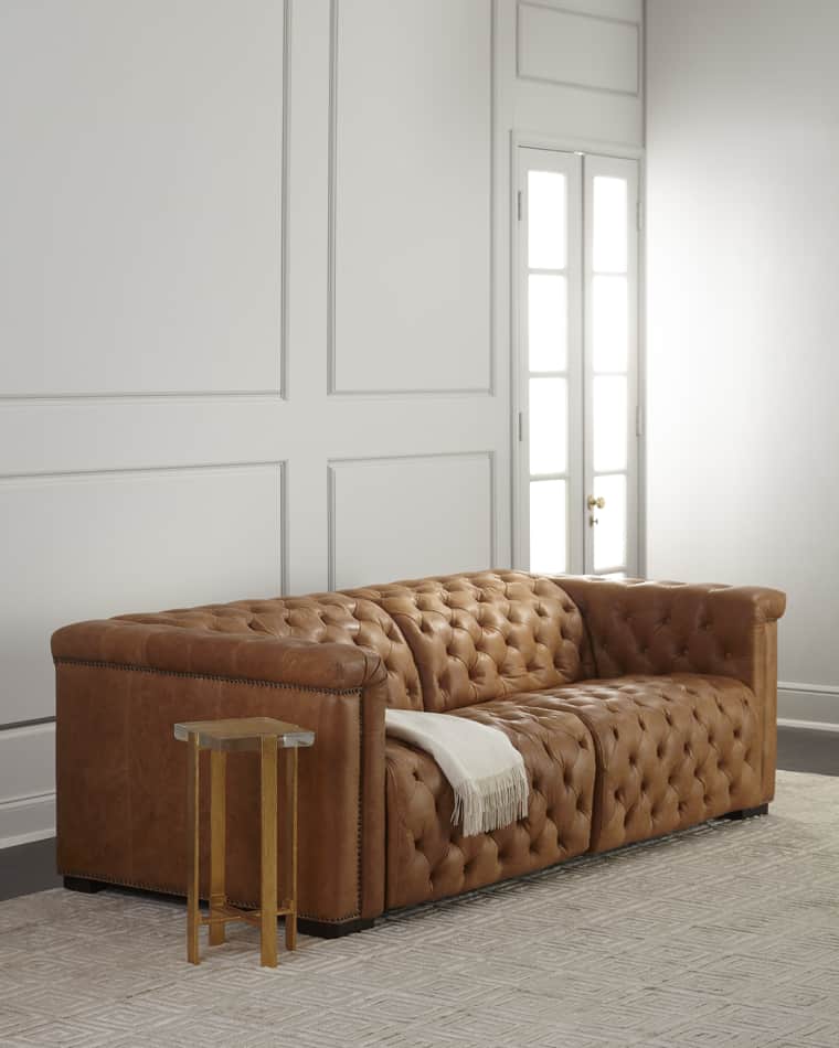 Hooker Furniture Luca Tufted Leather Motion Sofa, 88"