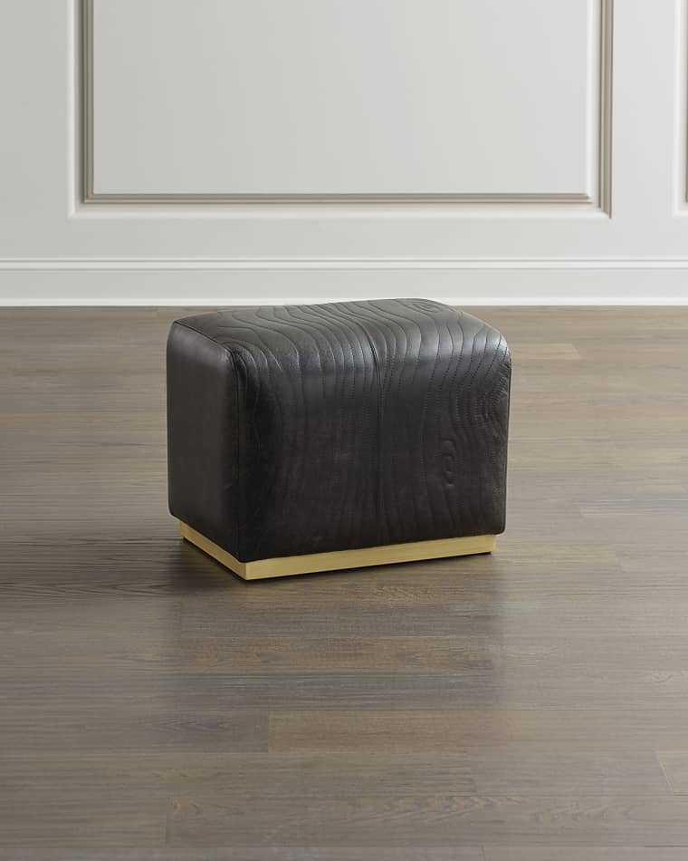 Global Views Forest Leather Faux Bois Ottoman
