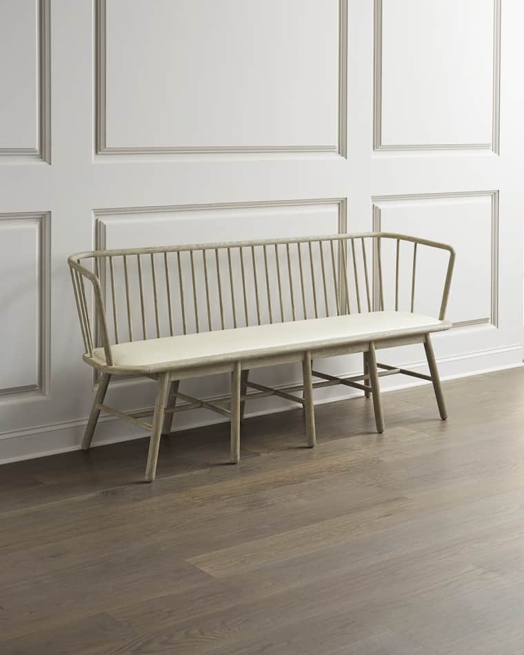 Global Views Lora Leather Spindle Bench, 86"