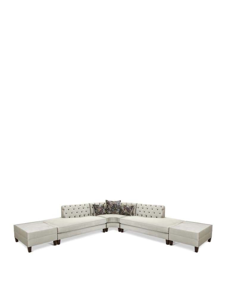 Haute House Nina 3-Piece Sectional with Two Marble-Top Side Tables