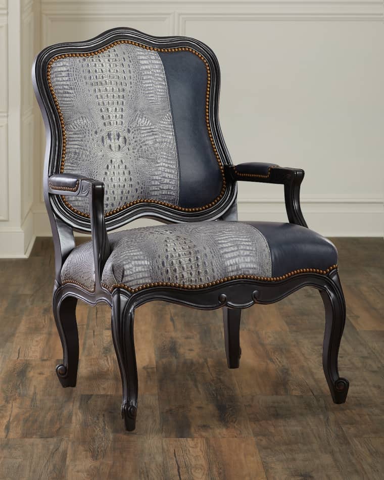 Massoud Alex Leather Bergere Chair