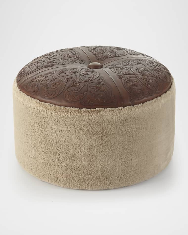 Peninsula Home Collection Ronnie Faux-Fur & Leather Ottoman