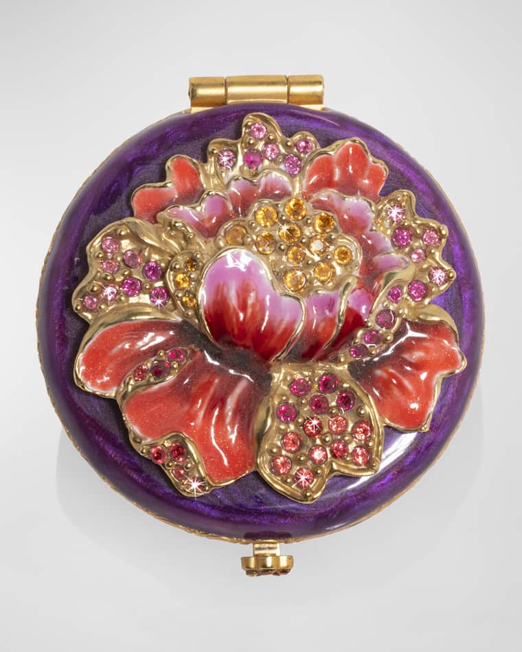 Jay Strongwater Brocade Floral Round Compact