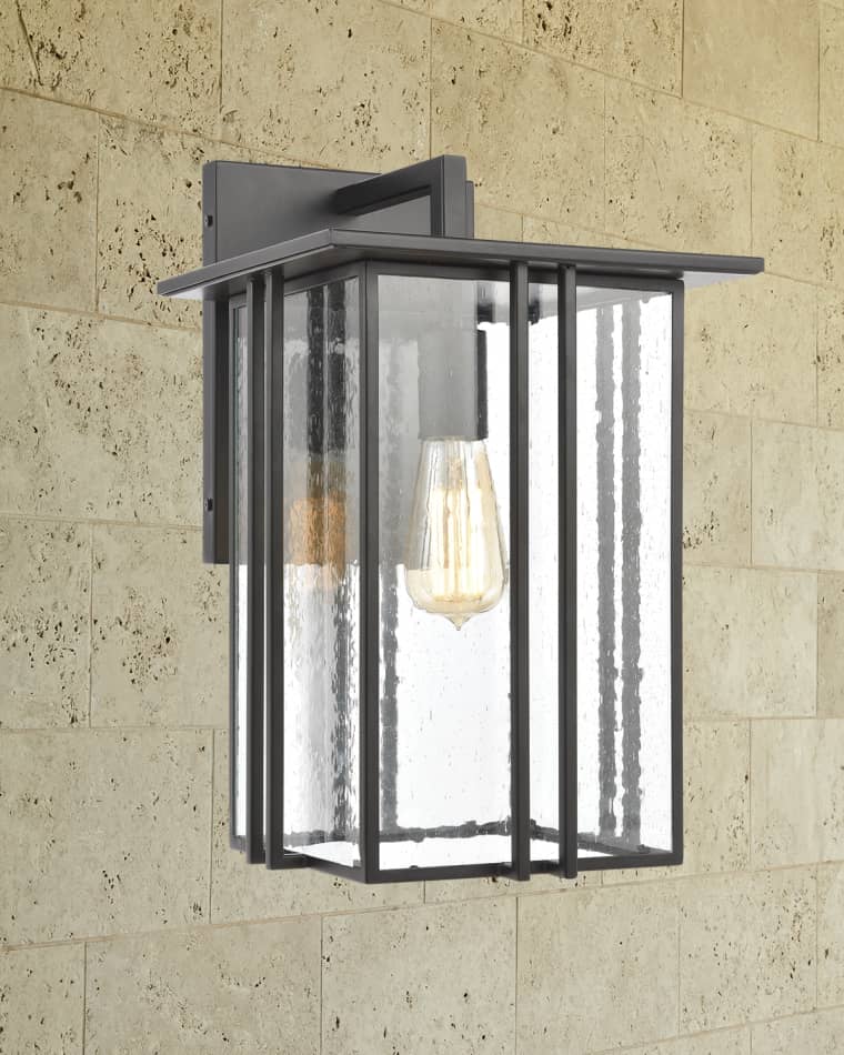 Radnor 1-Light Outdoor Sconce in Matte Black with Seedy Glass