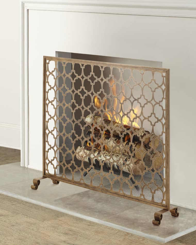 NEW Horchow FRENCH CHINOISERIE CHIPPENDALE MESH Fireplace Screen Modern 